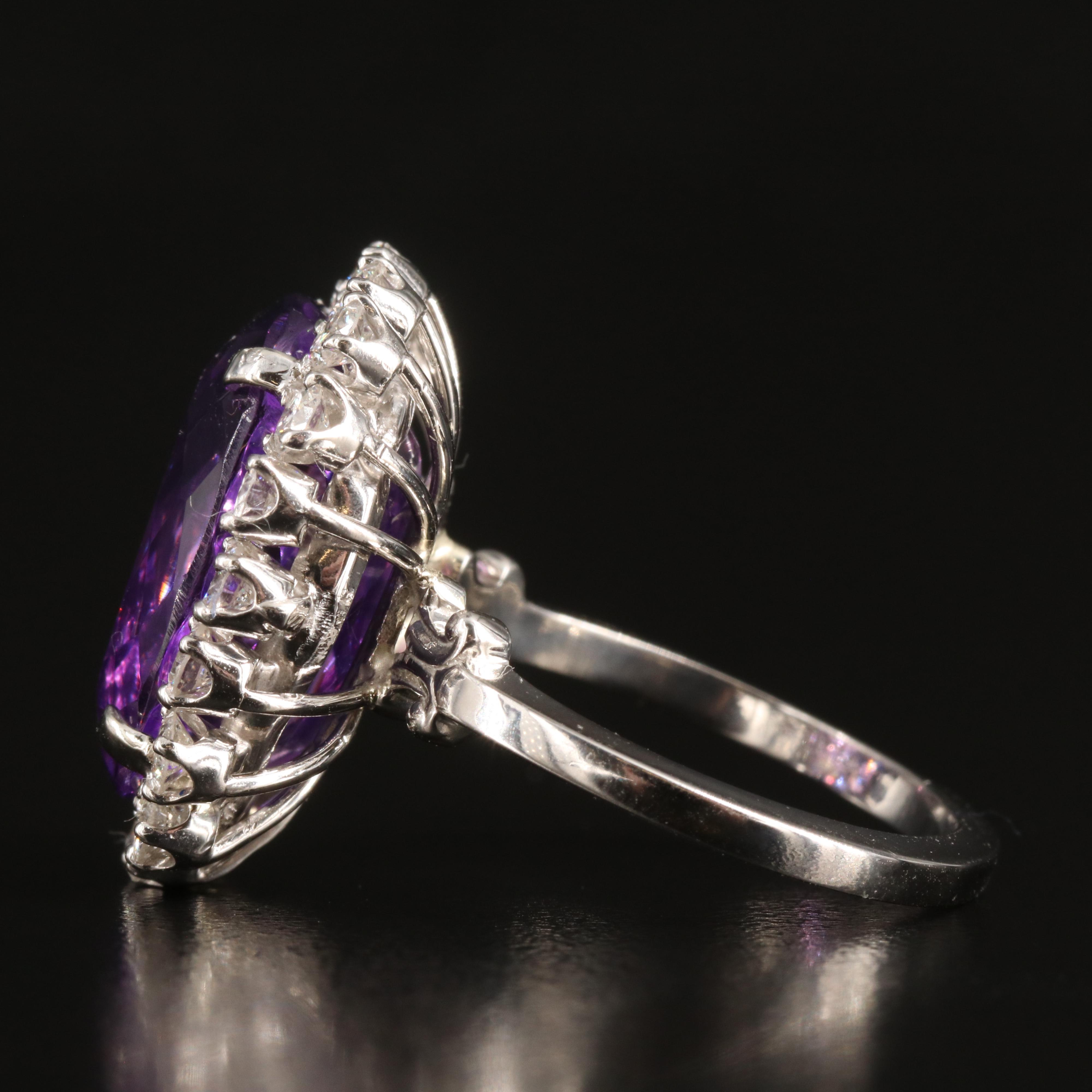 Platinum 10.73 CT Amethyst and 1.23 CTW Diamond Halo Ring