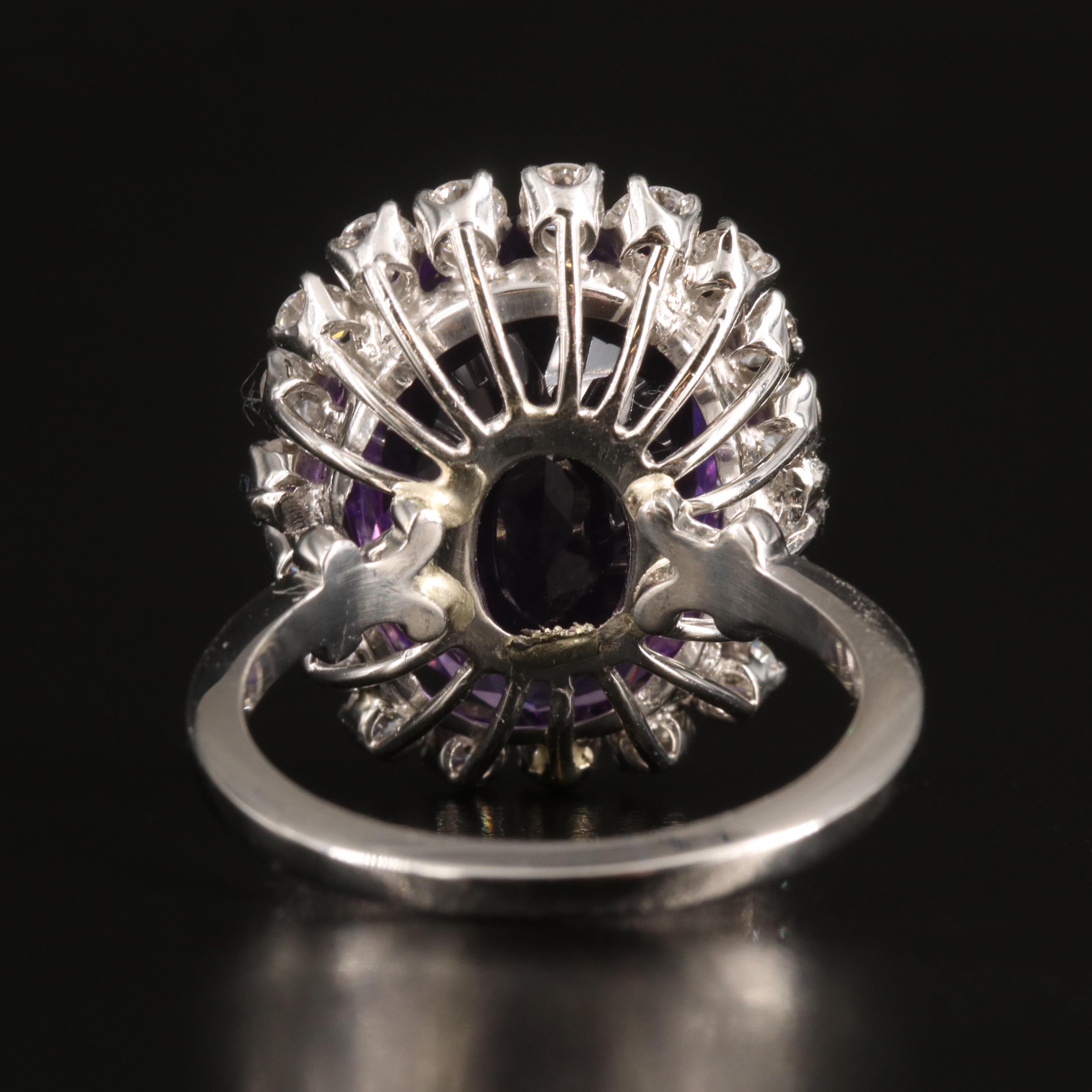 Platinum 10.73 CT Amethyst and 1.23 CTW Diamond Halo Ring
