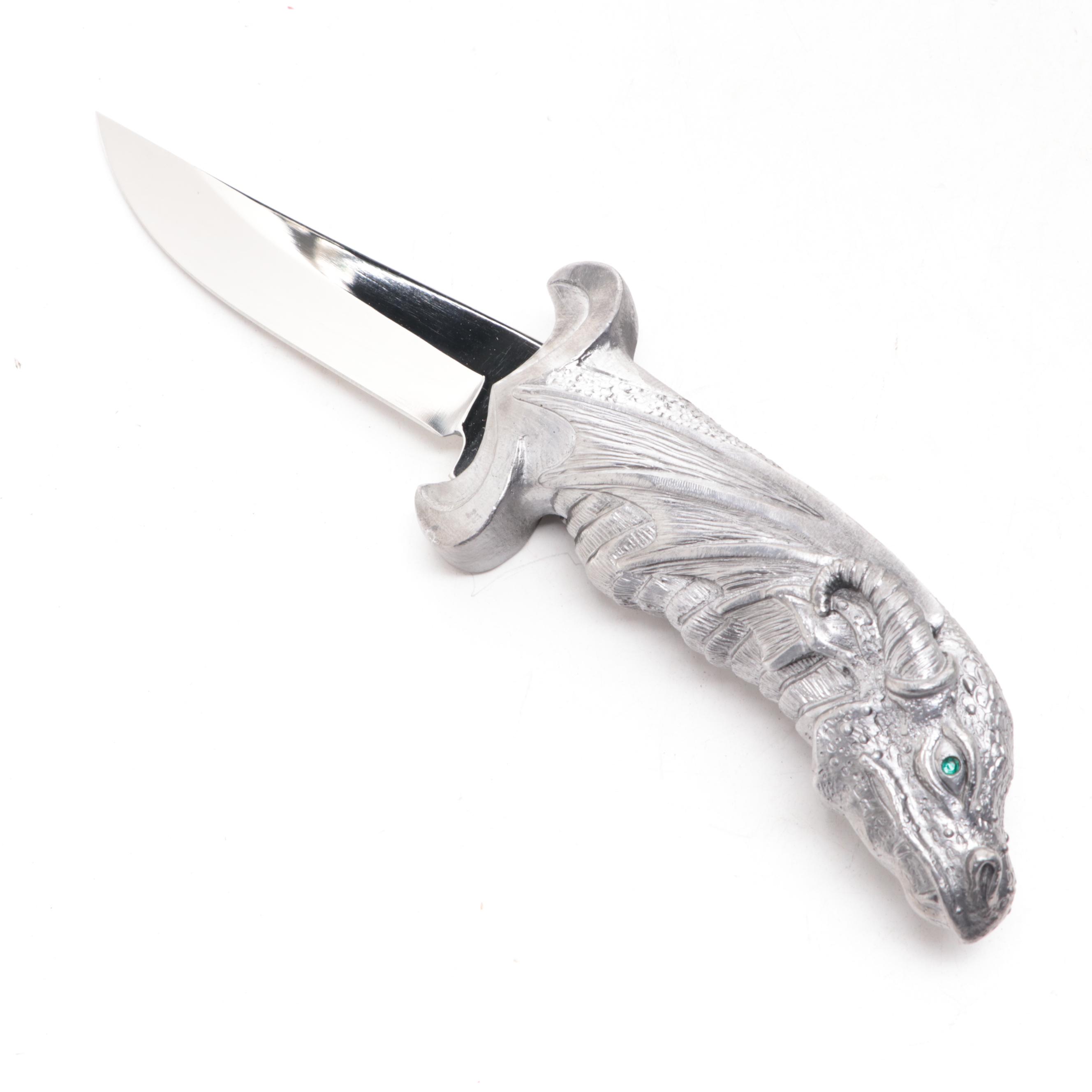 Michael A. Ricker Limited Edition Cast Pewter Dragon Head Knife in Display Case