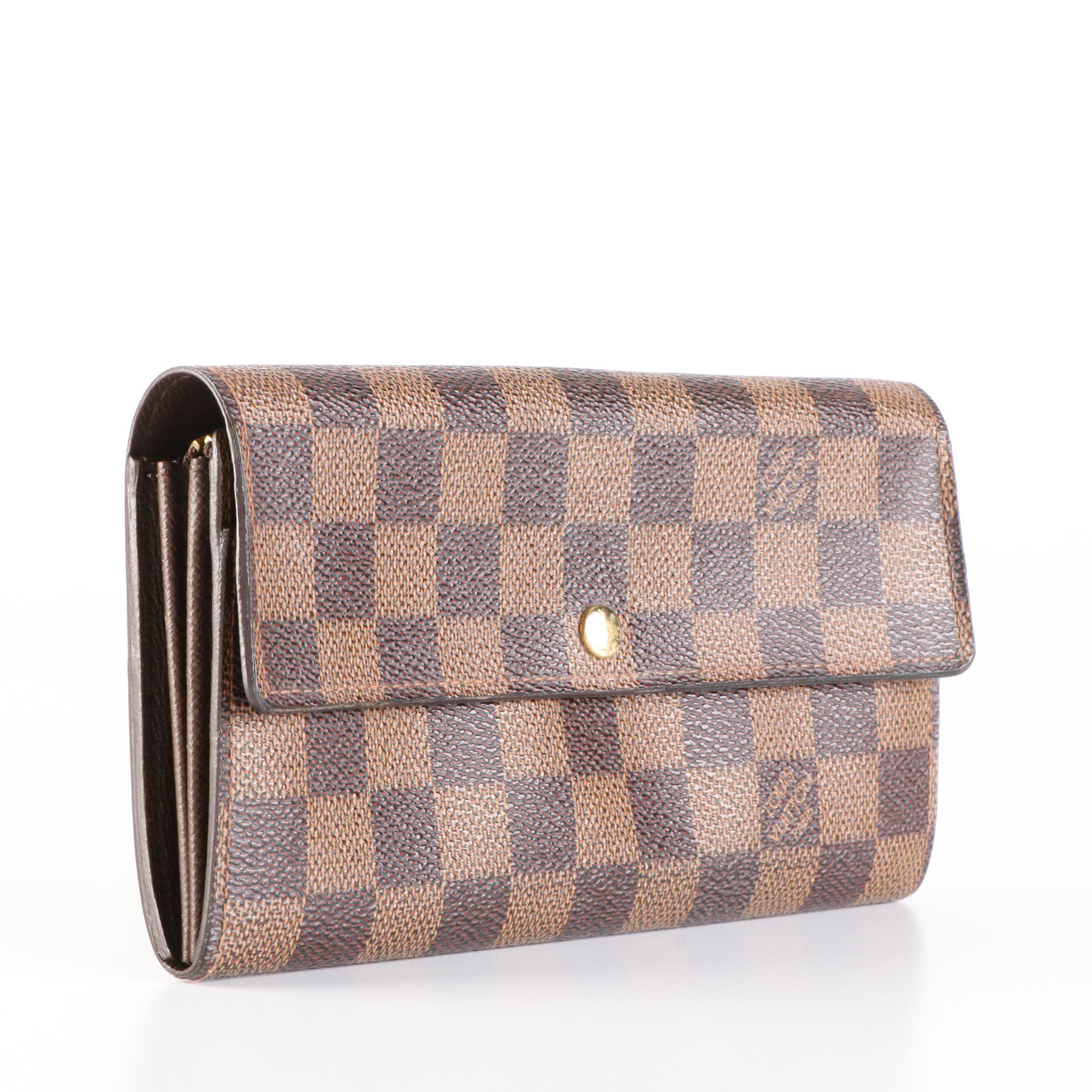 Louis Vuitton Sarah Wallet in Damier Ebene Canvas and Leather