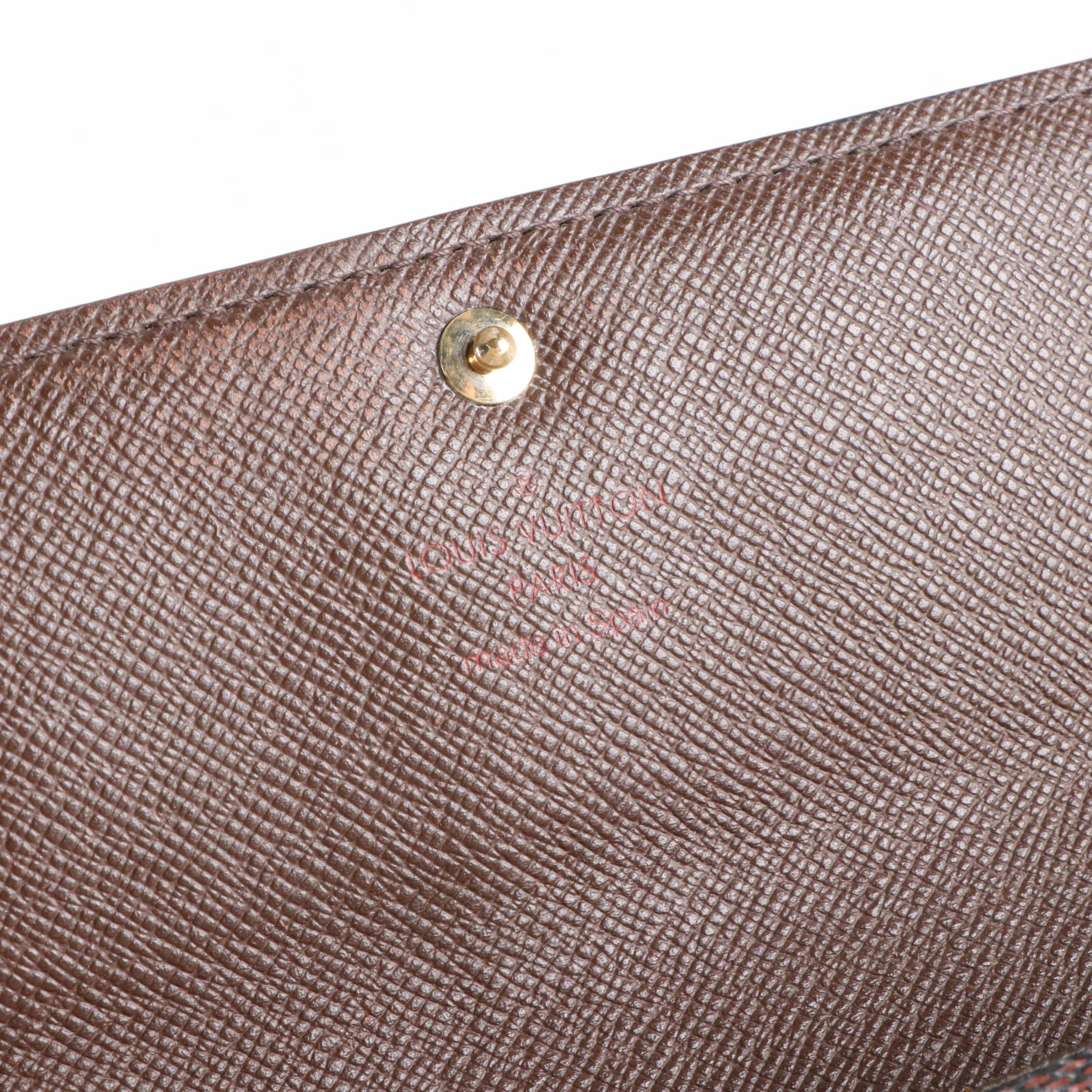 Louis Vuitton Sarah Wallet in Damier Ebene Canvas and Leather