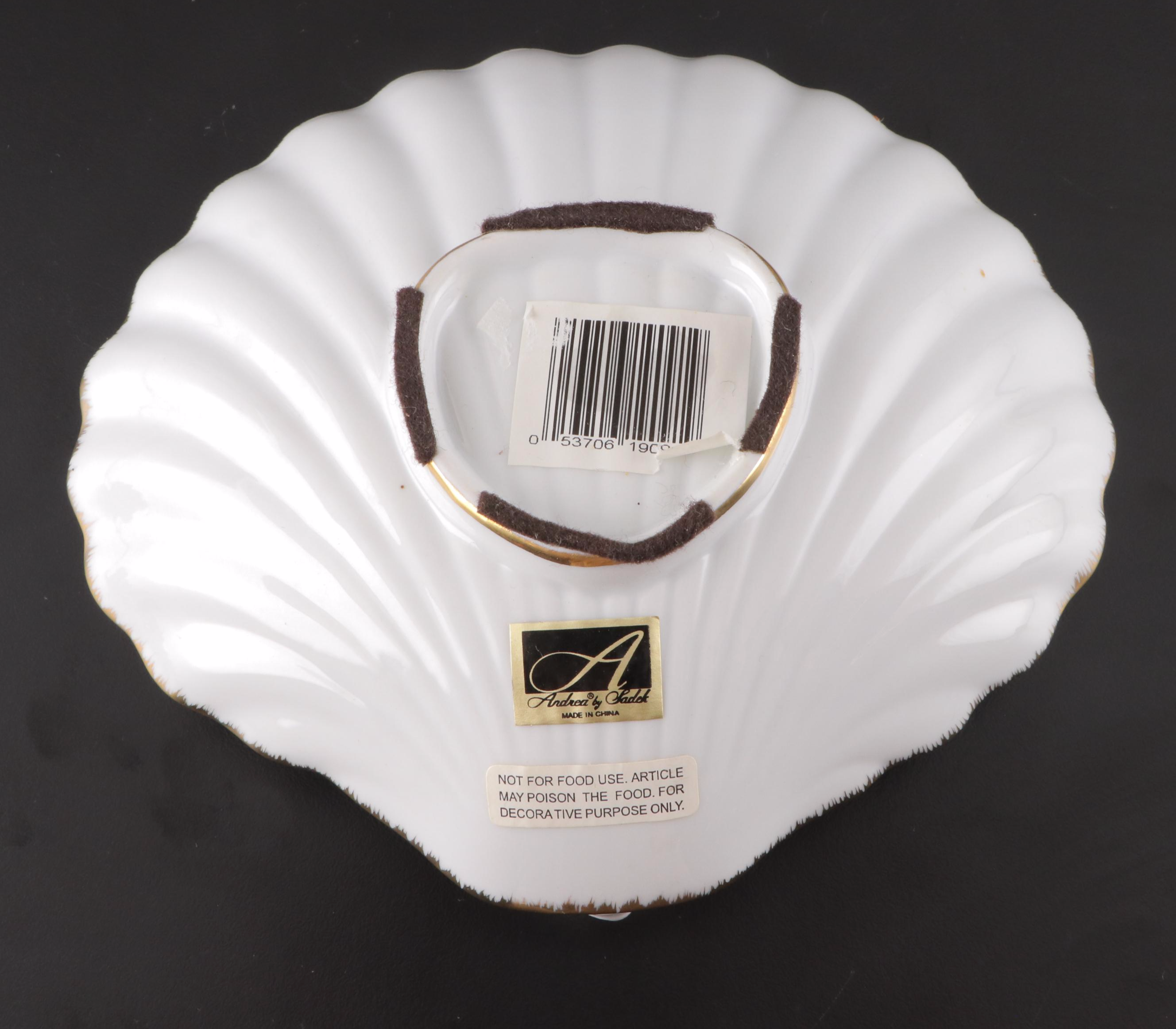 Andrea by Sadek and Chelsea House Shell Dishes with Elephant Candlestick