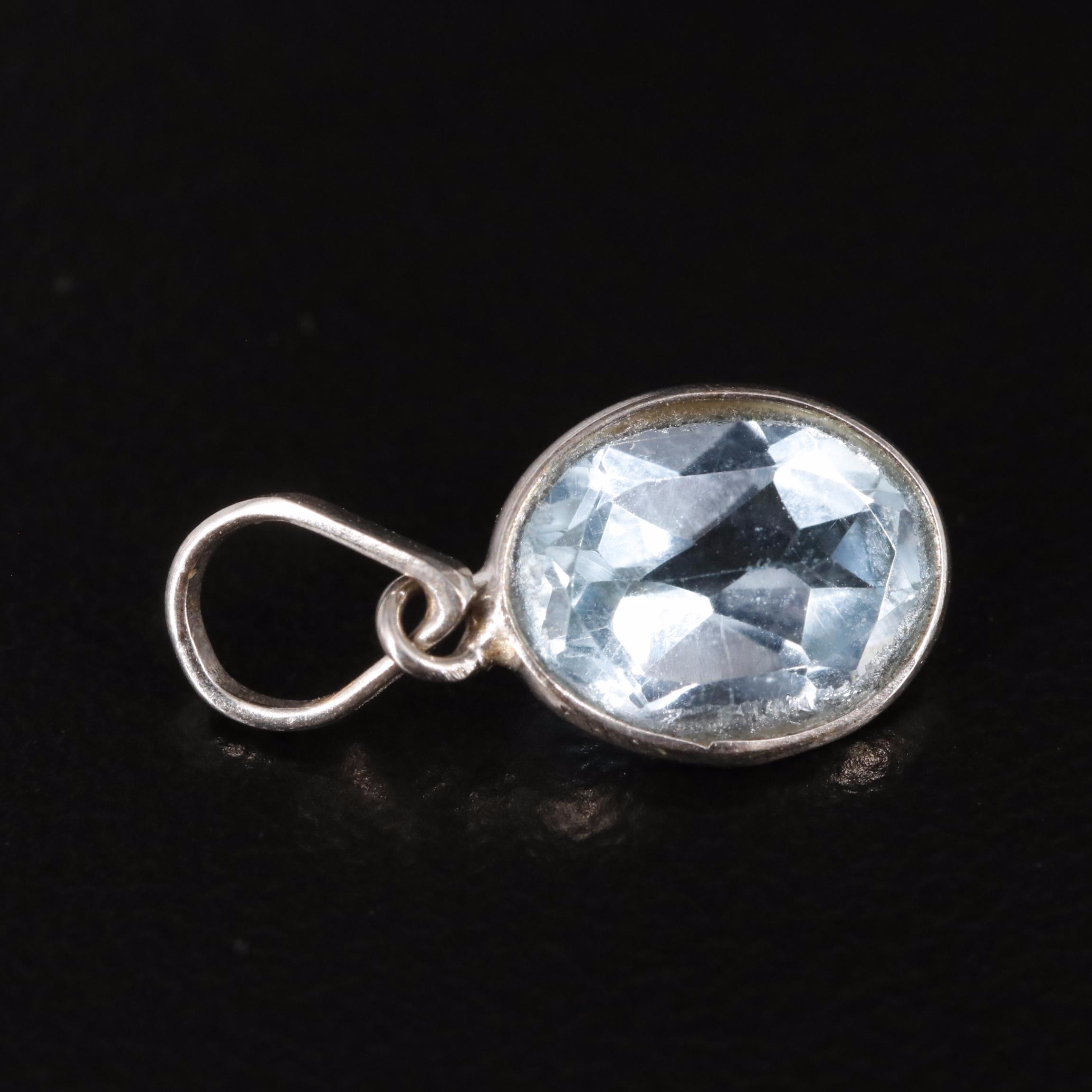 14K Blue Topaz Pendant