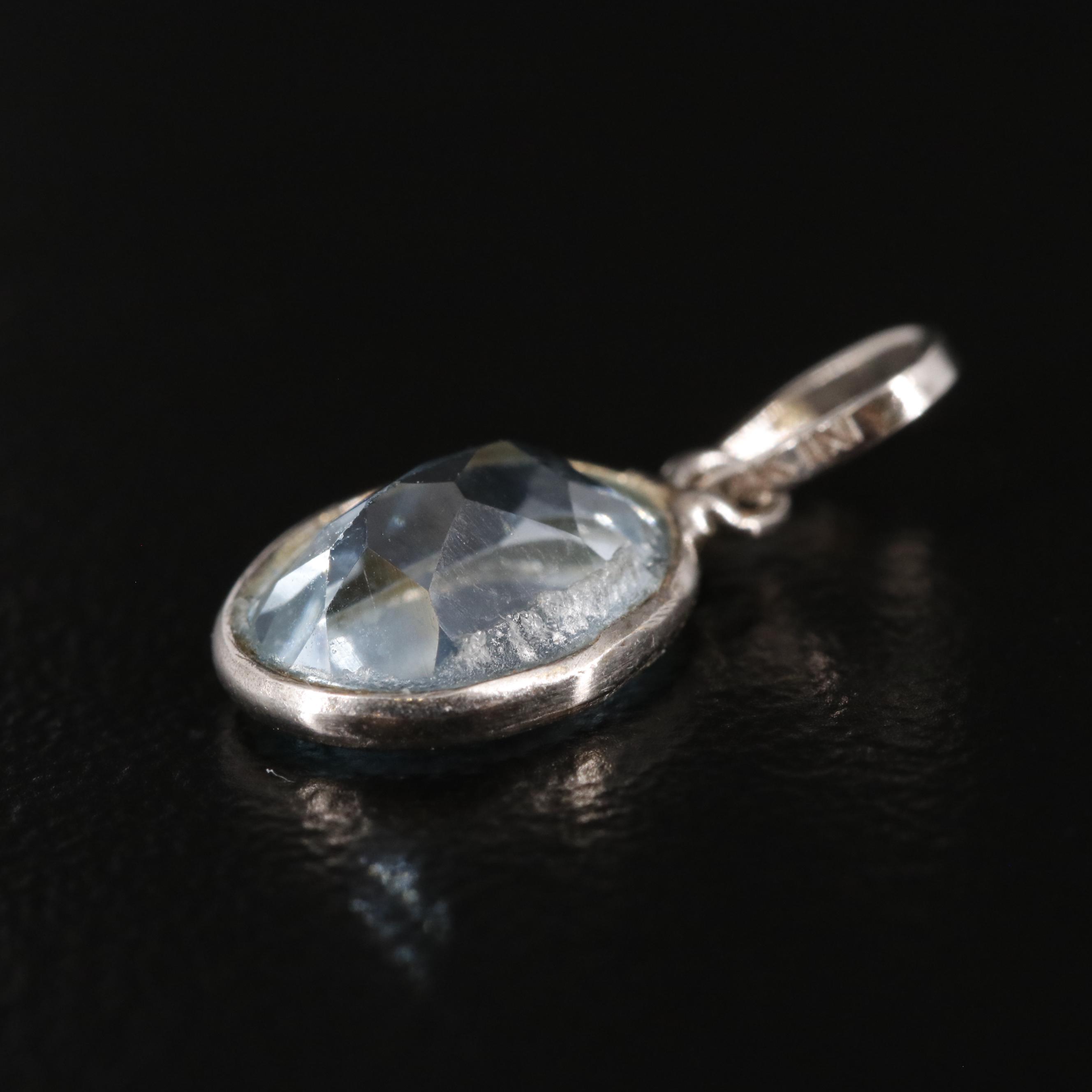 14K Blue Topaz Pendant