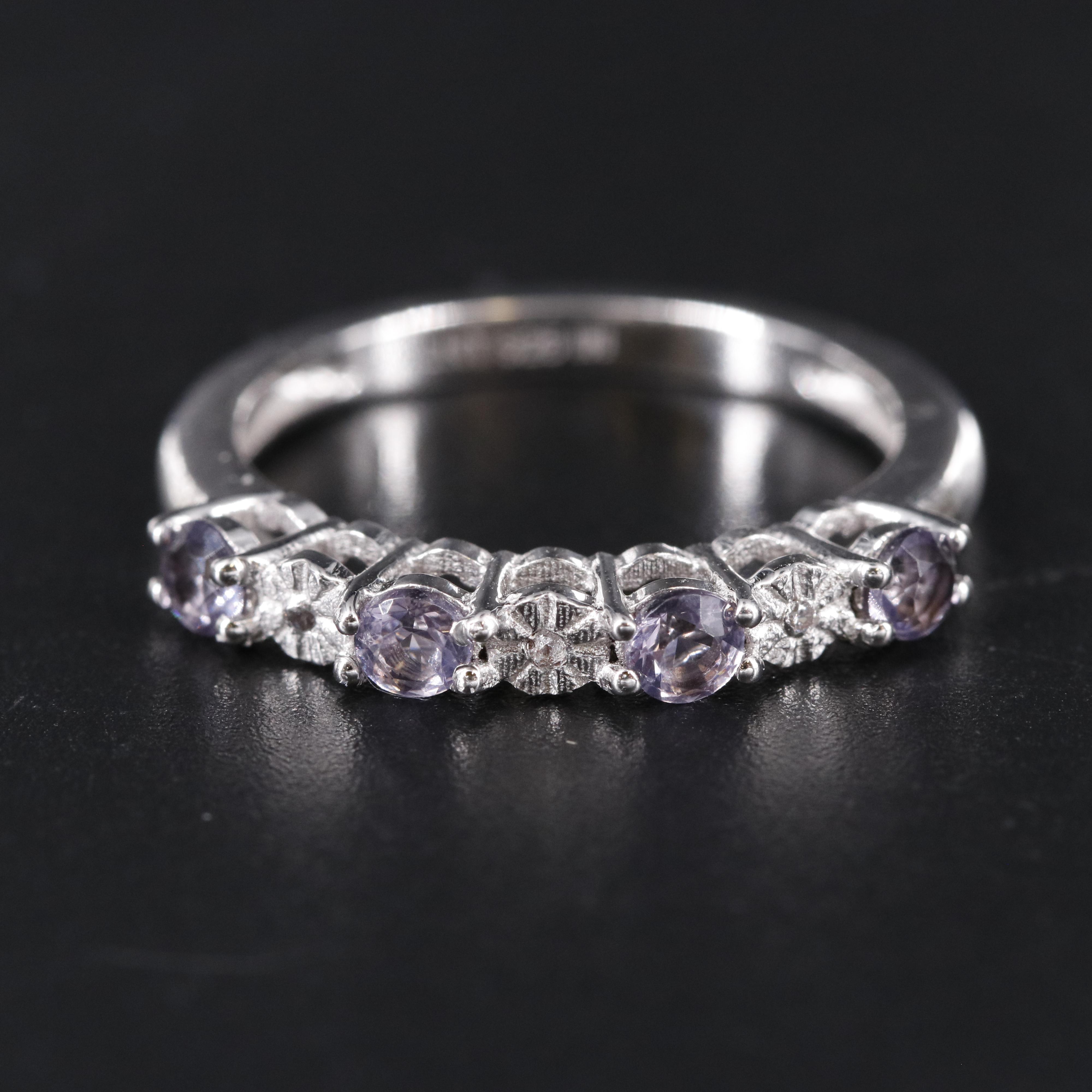Sterling Silver Amethyst and Cubic Zirconia Ring