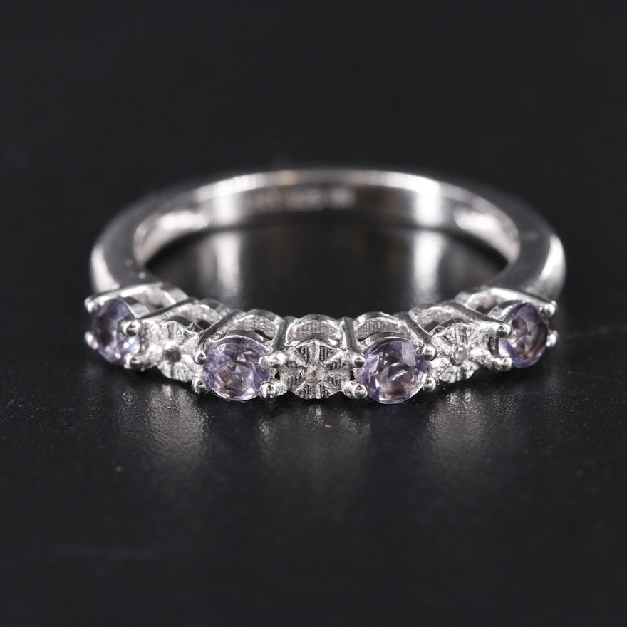 Sterling Silver Amethyst and Cubic Zirconia Ring