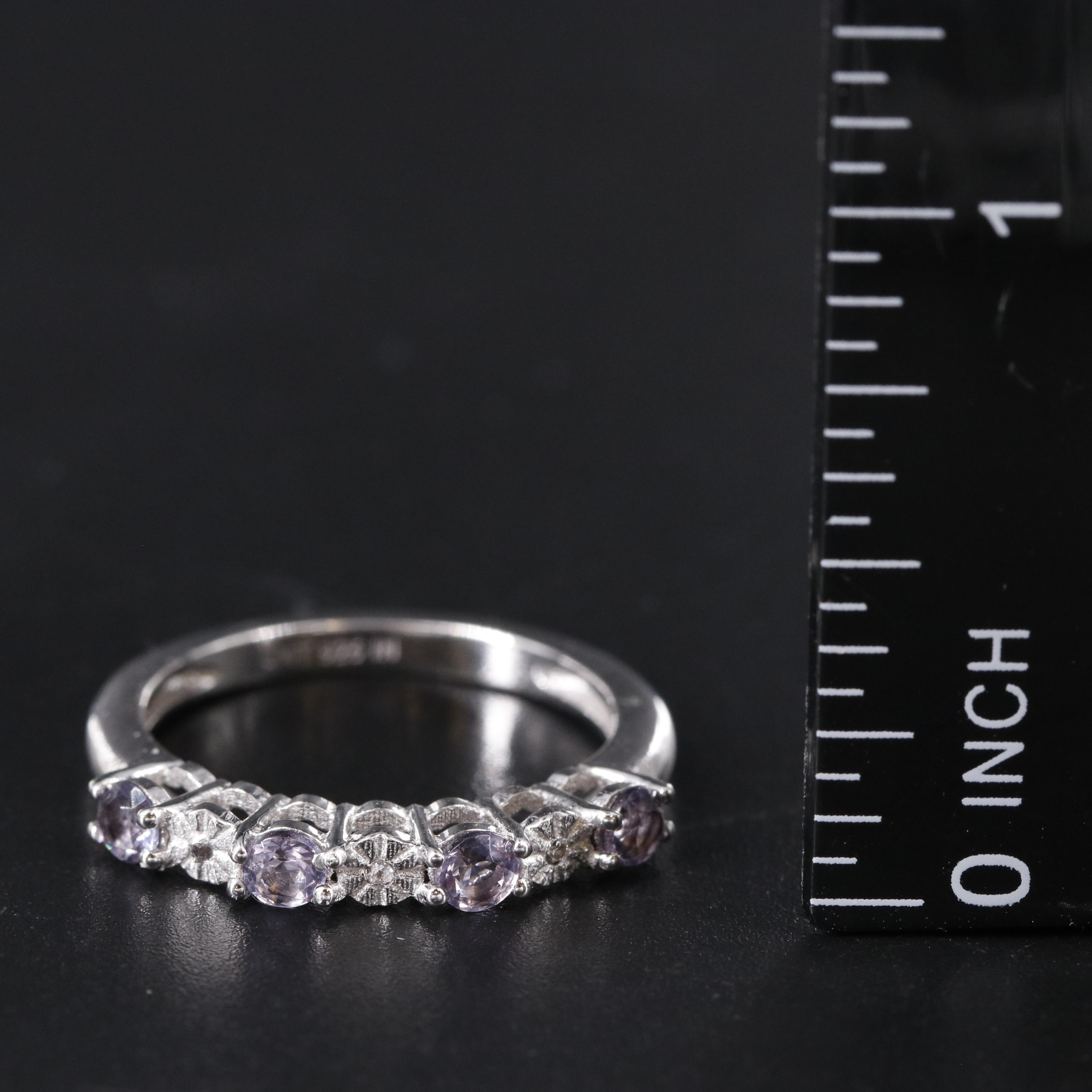 Sterling Silver Amethyst and Cubic Zirconia Ring