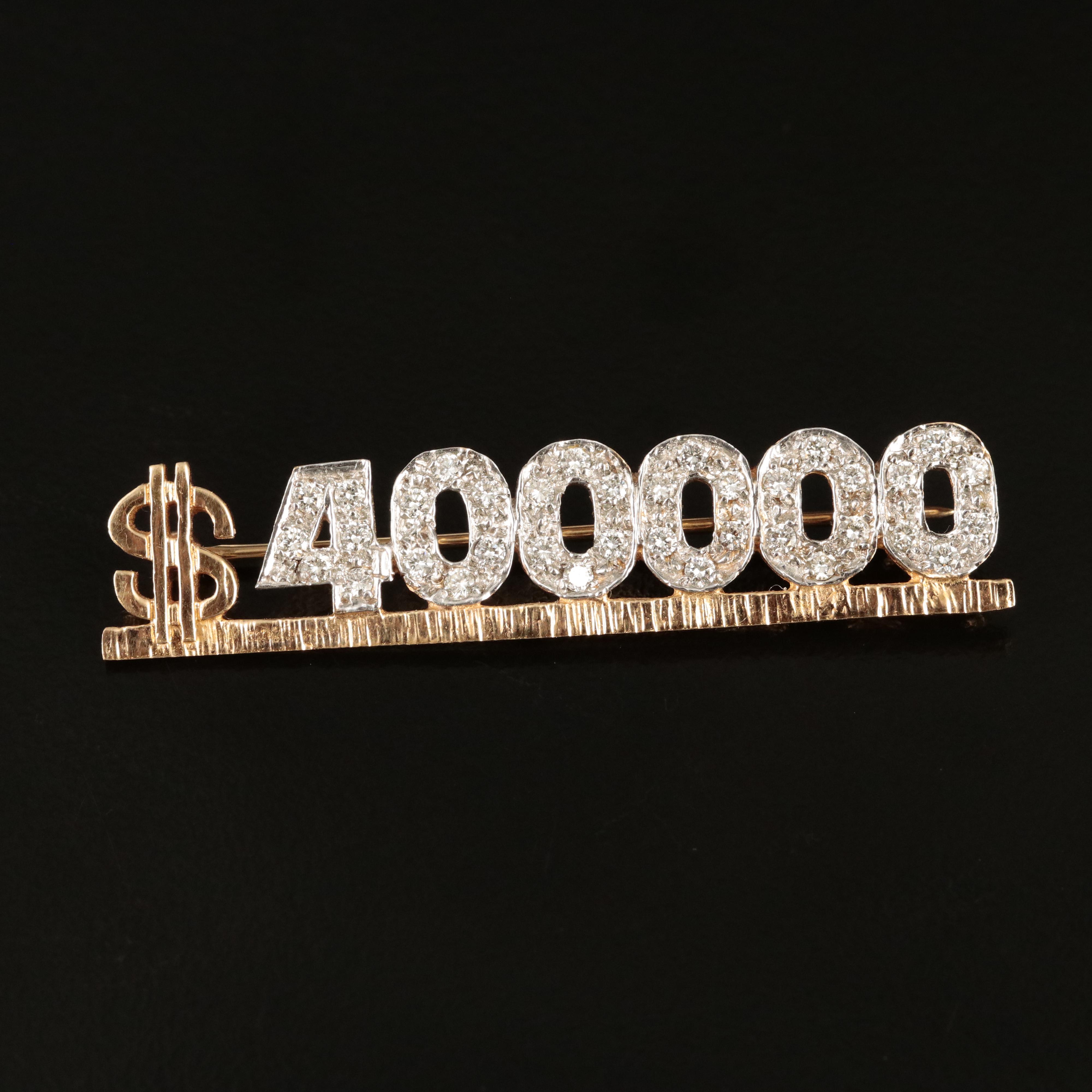 14K 0.36 CTW Diamond "$400,000" Commemorative Brooch