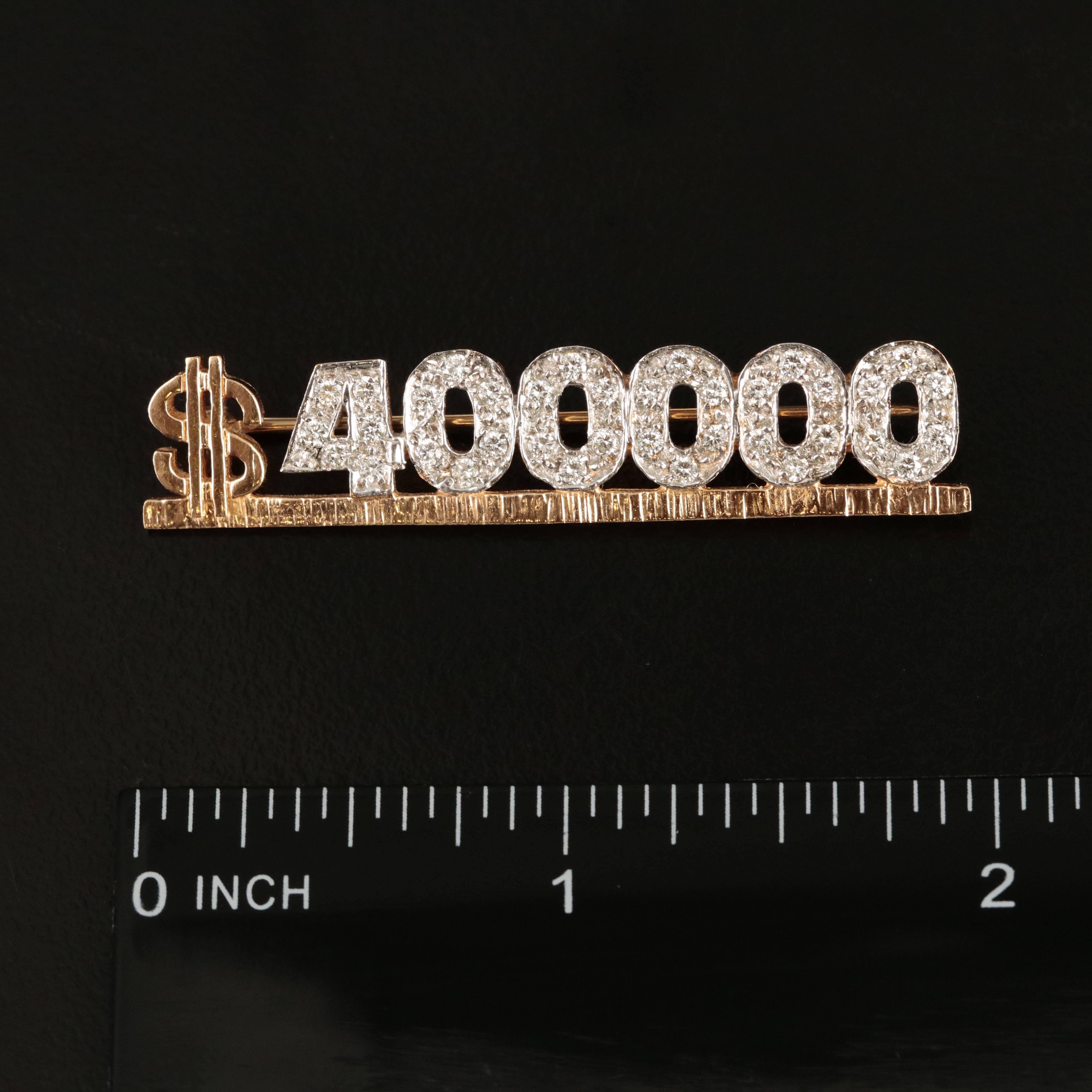 14K 0.36 CTW Diamond "$400,000" Commemorative Brooch