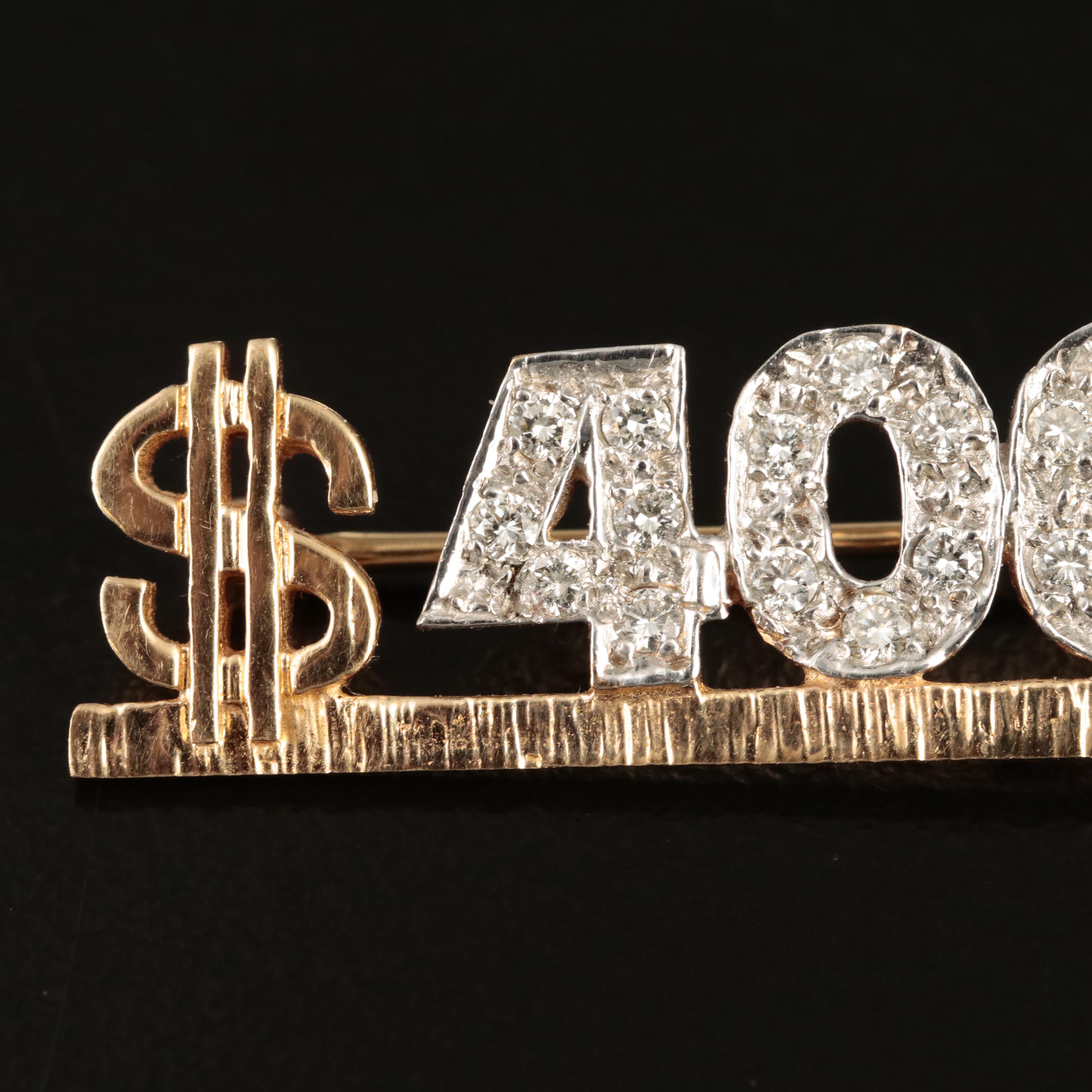 14K 0.36 CTW Diamond "$400,000" Commemorative Brooch