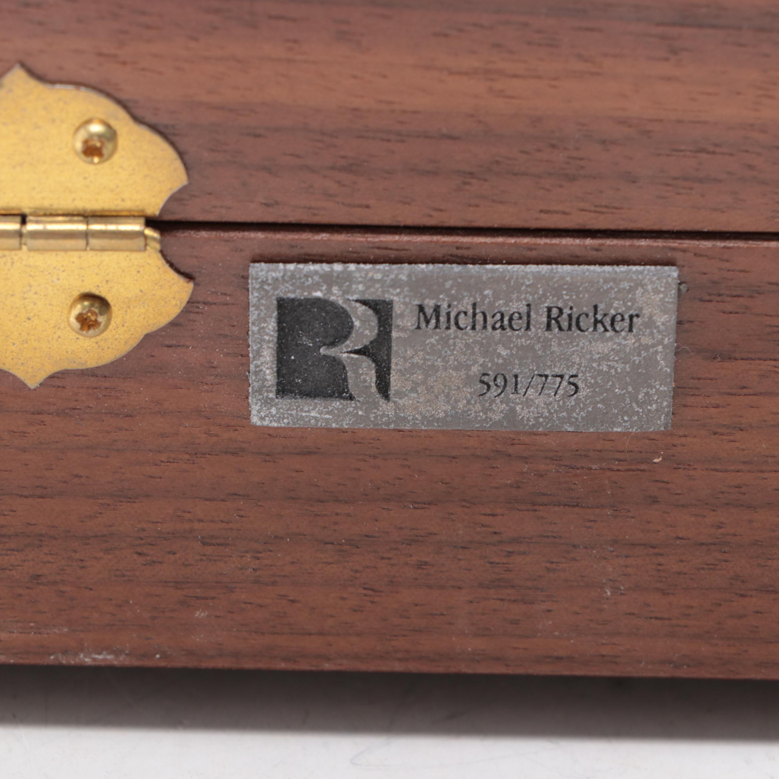 Michael Ricker Panther Head Fixed Blade Knife in Presentation Case, 1995