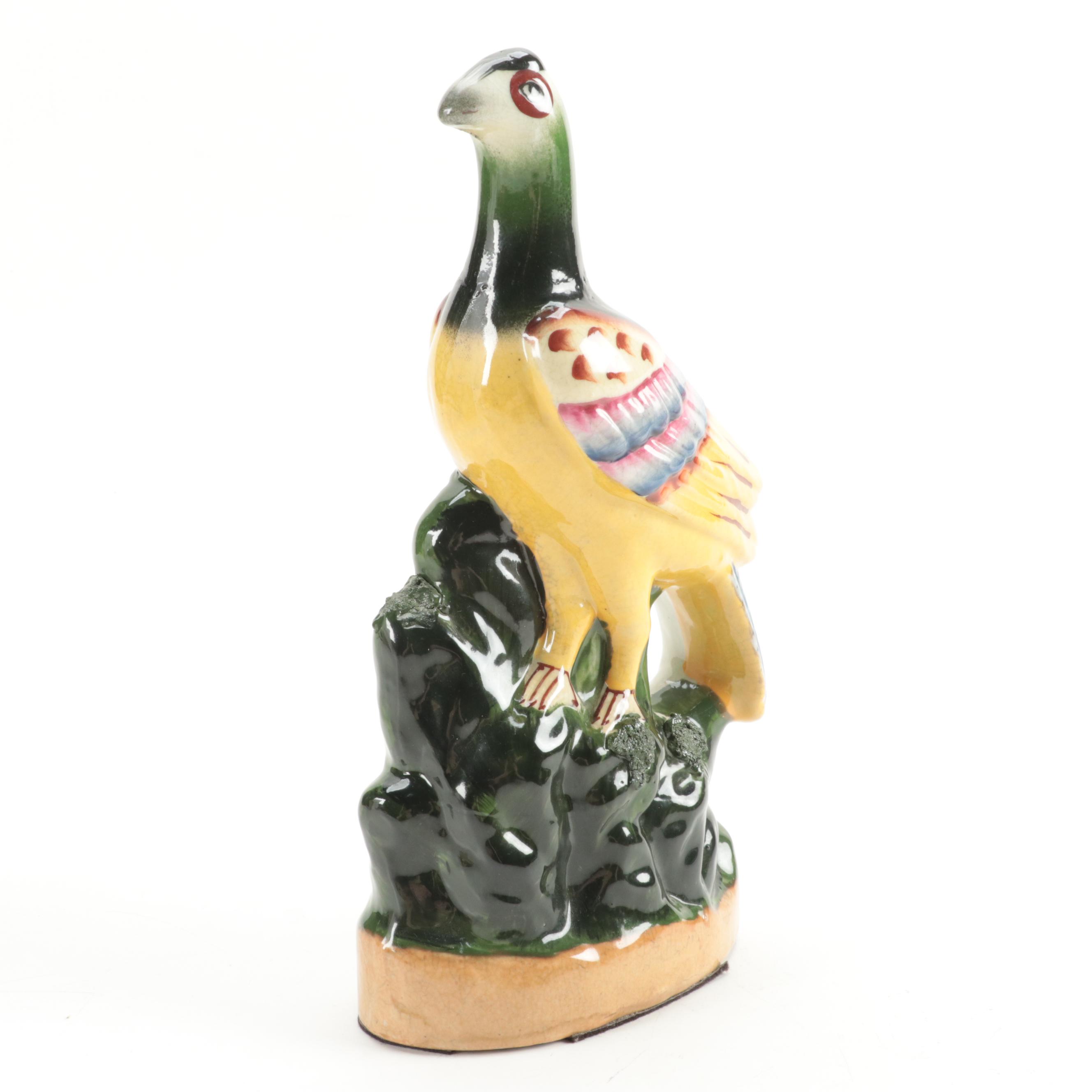 Staffordshire Style Earthenware Bird Figurine, Mid to Late 20th Century