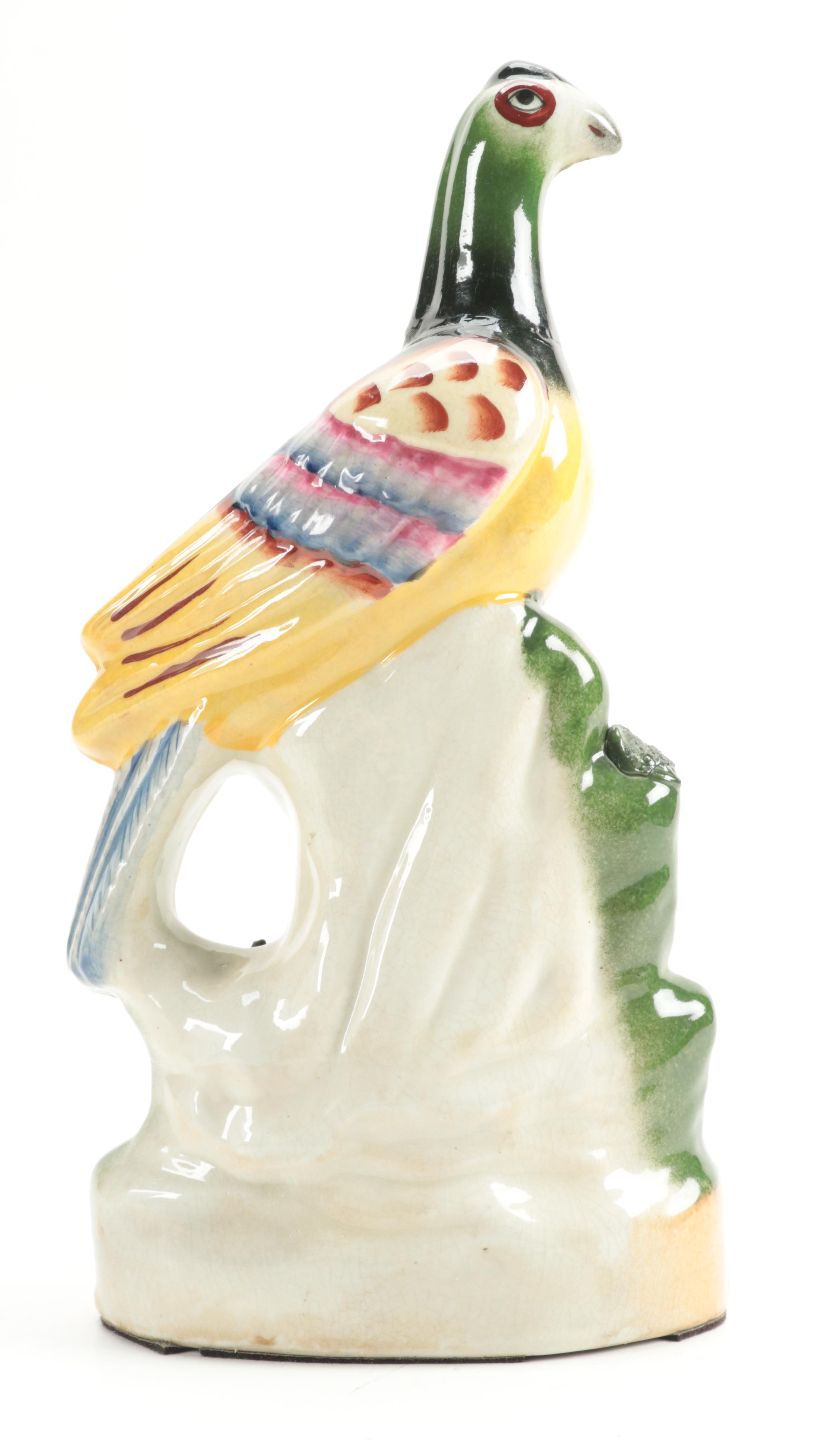 Staffordshire Style Earthenware Bird Figurine, Mid to Late 20th Century