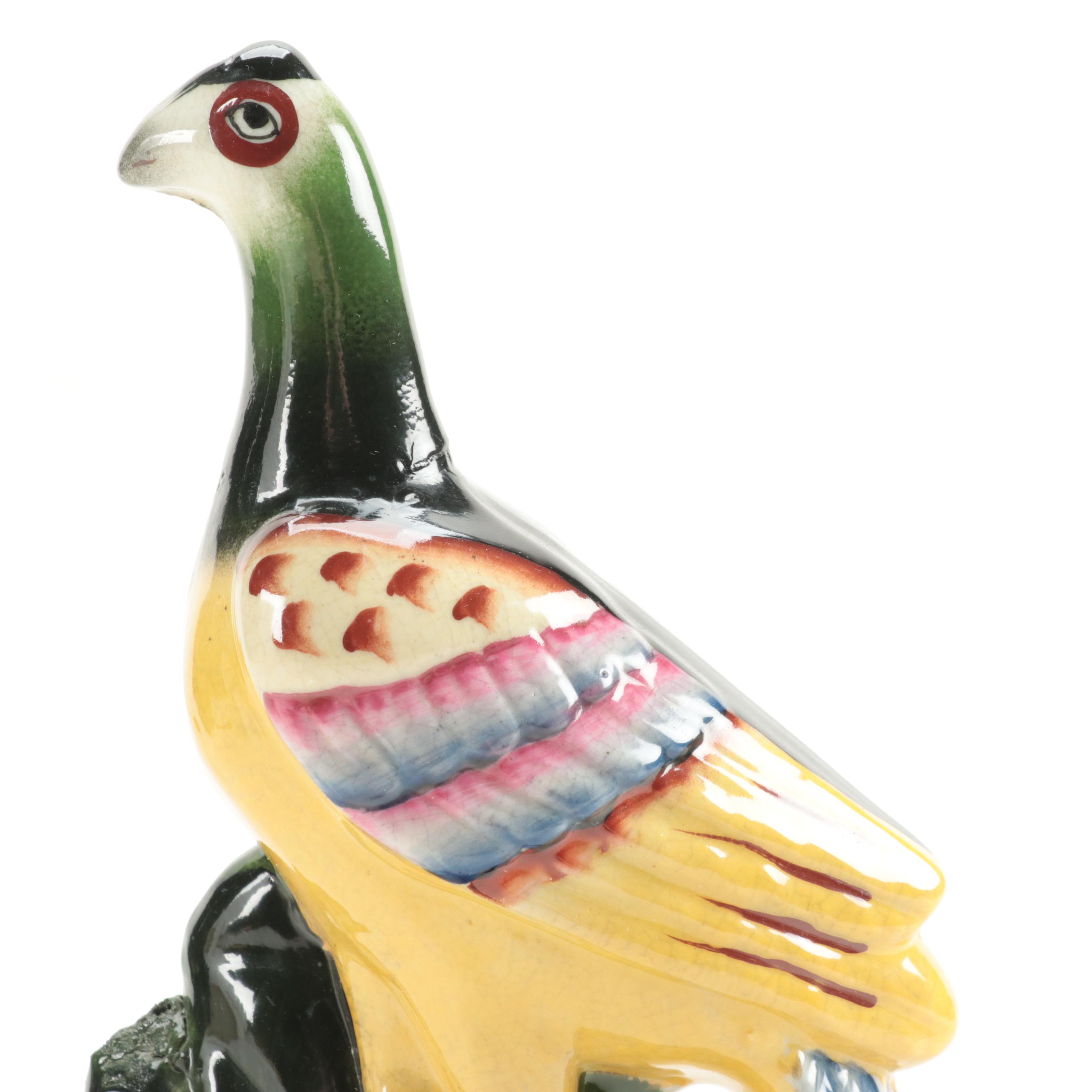 Staffordshire Style Earthenware Bird Figurine, Mid to Late 20th Century