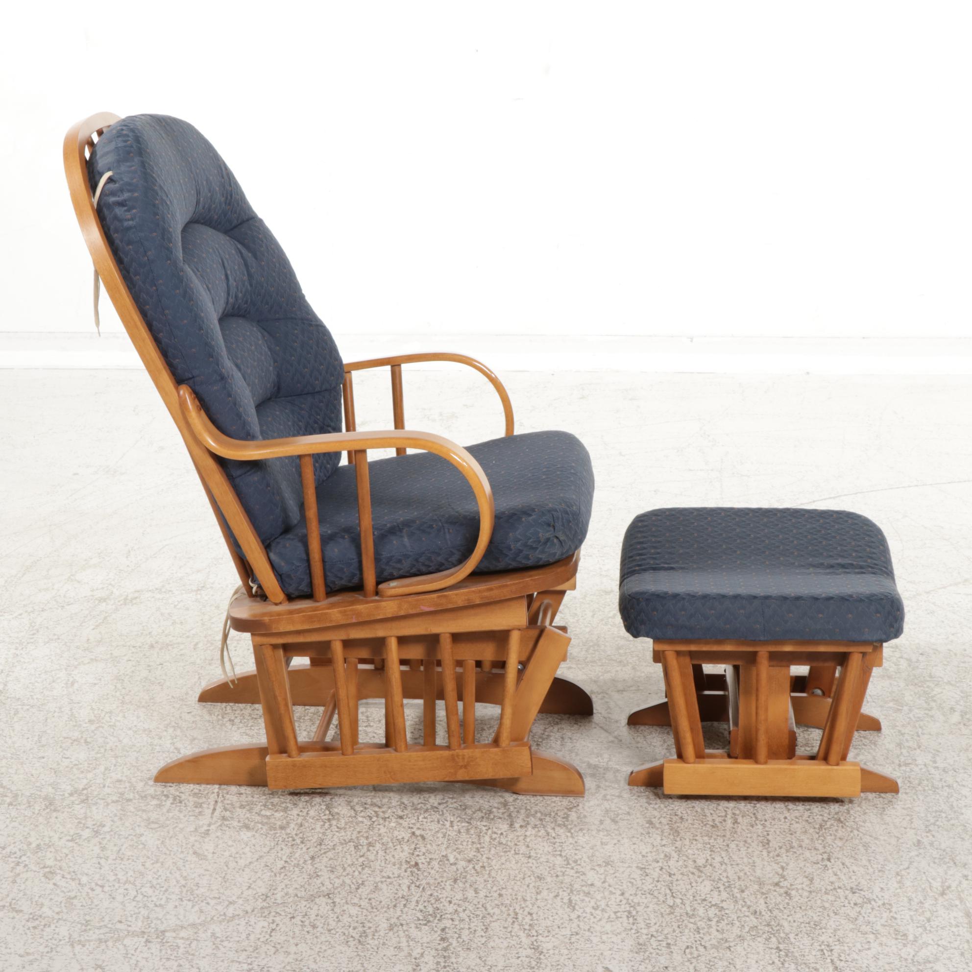 Maple Glider Armchair and Ottoman, Late 20th Century
