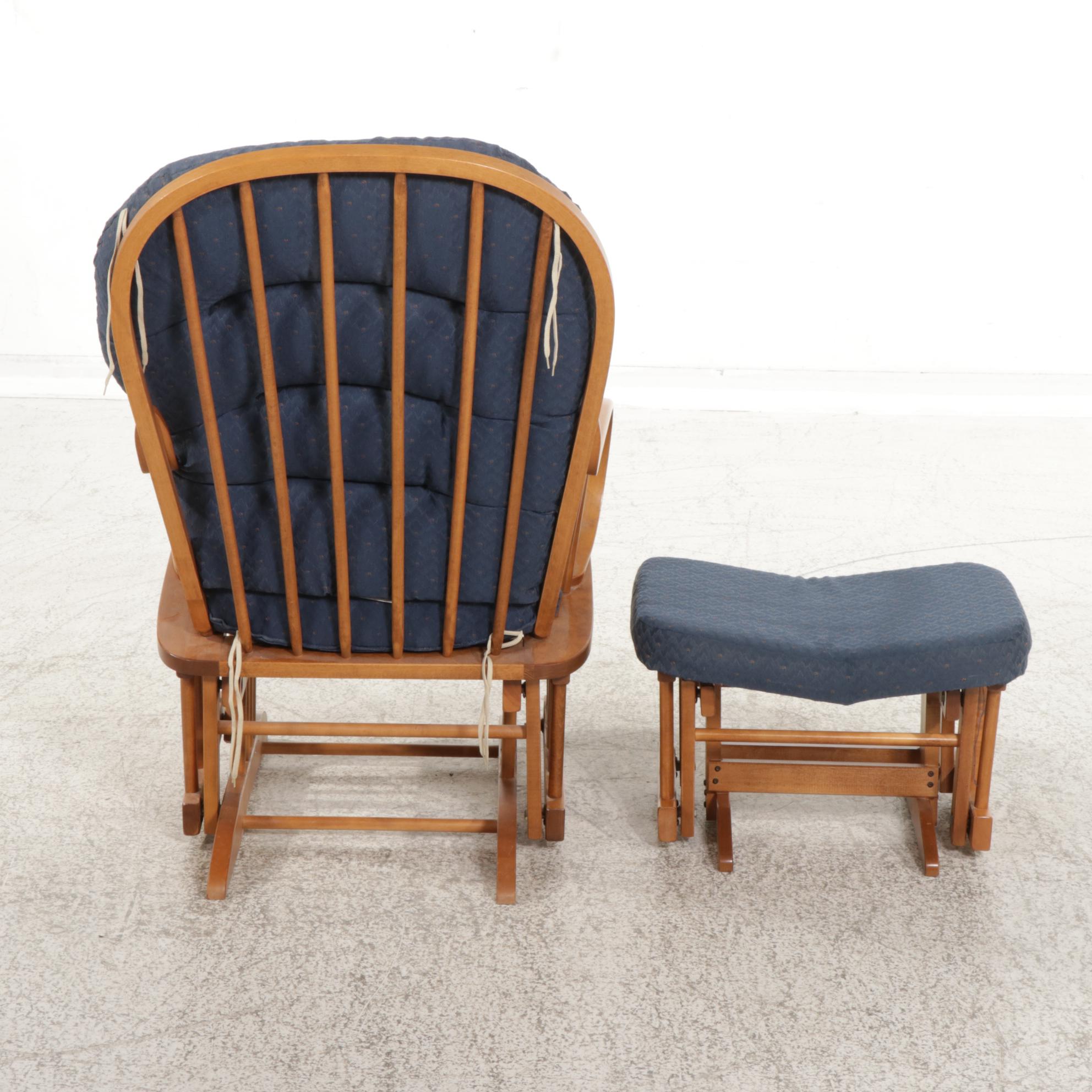 Maple Glider Armchair and Ottoman, Late 20th Century