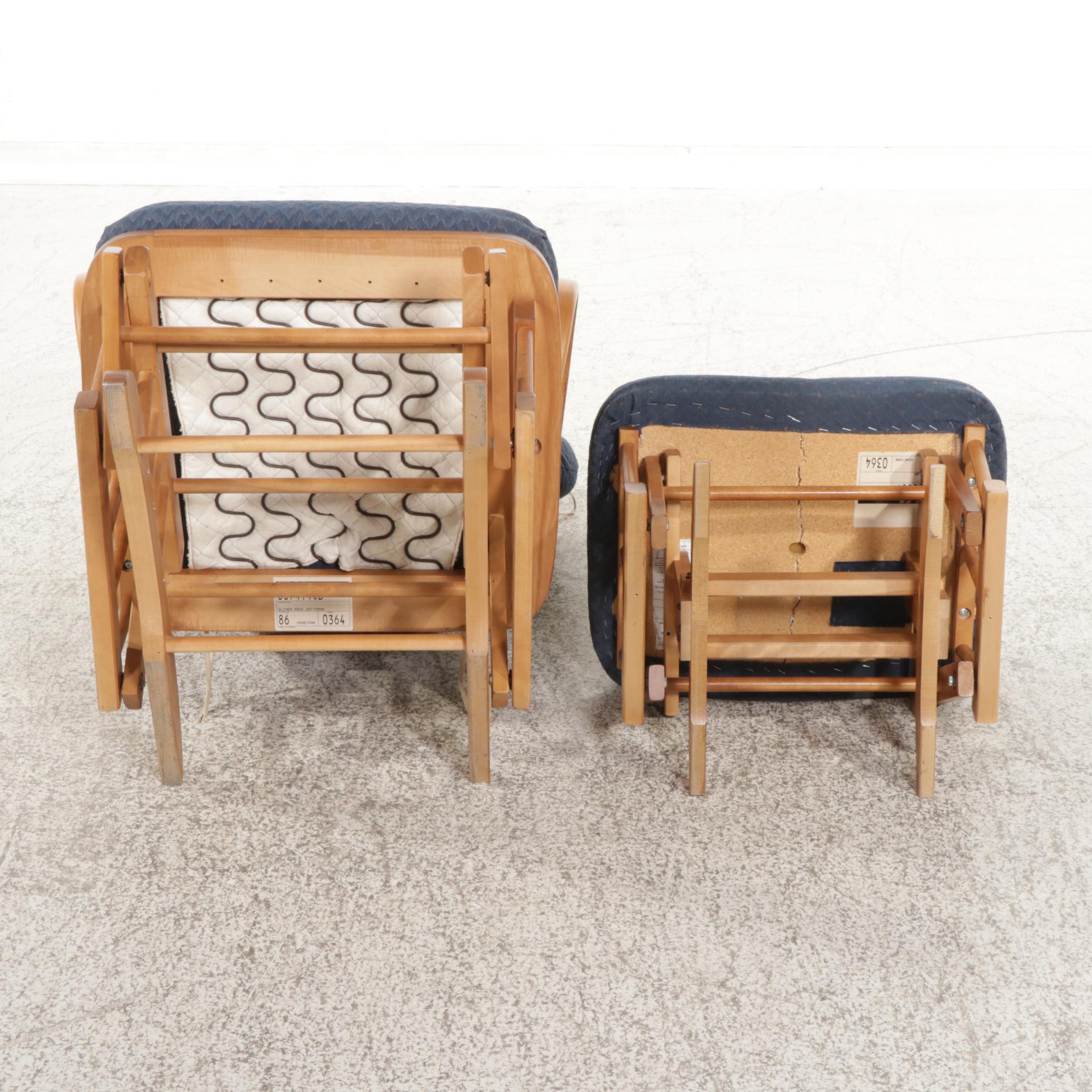 Maple Glider Armchair and Ottoman, Late 20th Century