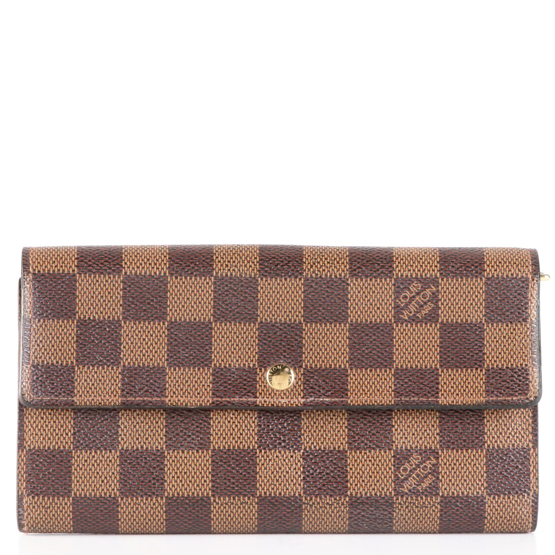 Louis Vuitton Sarah Wallet in Damier Ebene Canvas and Leather