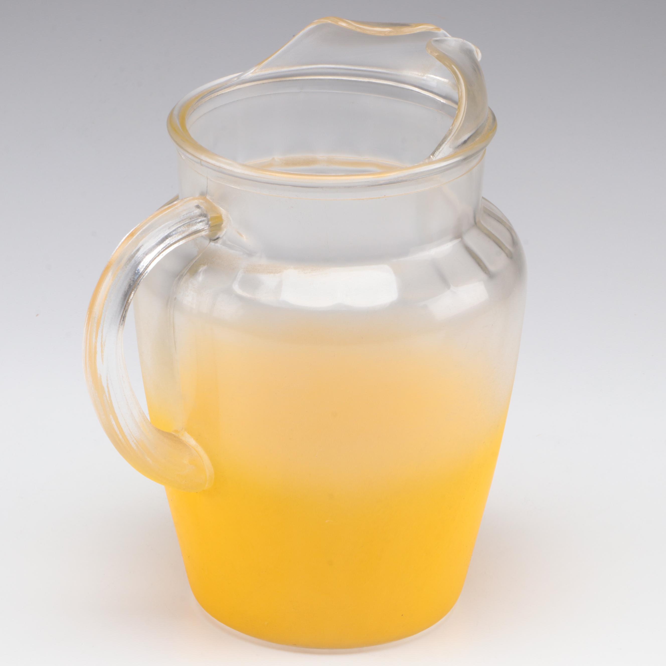 Libbey Glass Co. "Satin" Pitcher and Tumblers