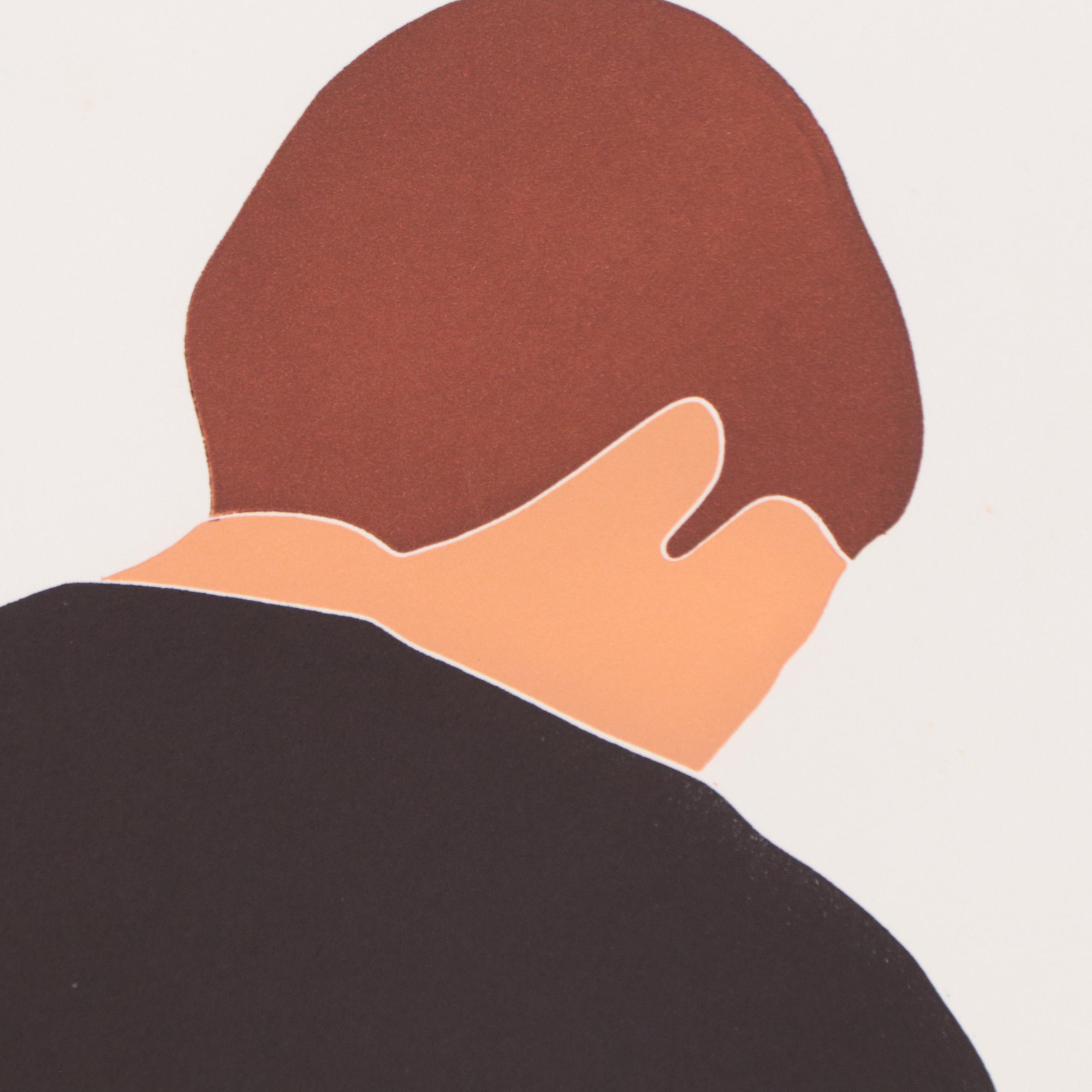 Thom De Jong Etching With Aquatint of Seated Figure "Loves Me...Loves Me Not..."