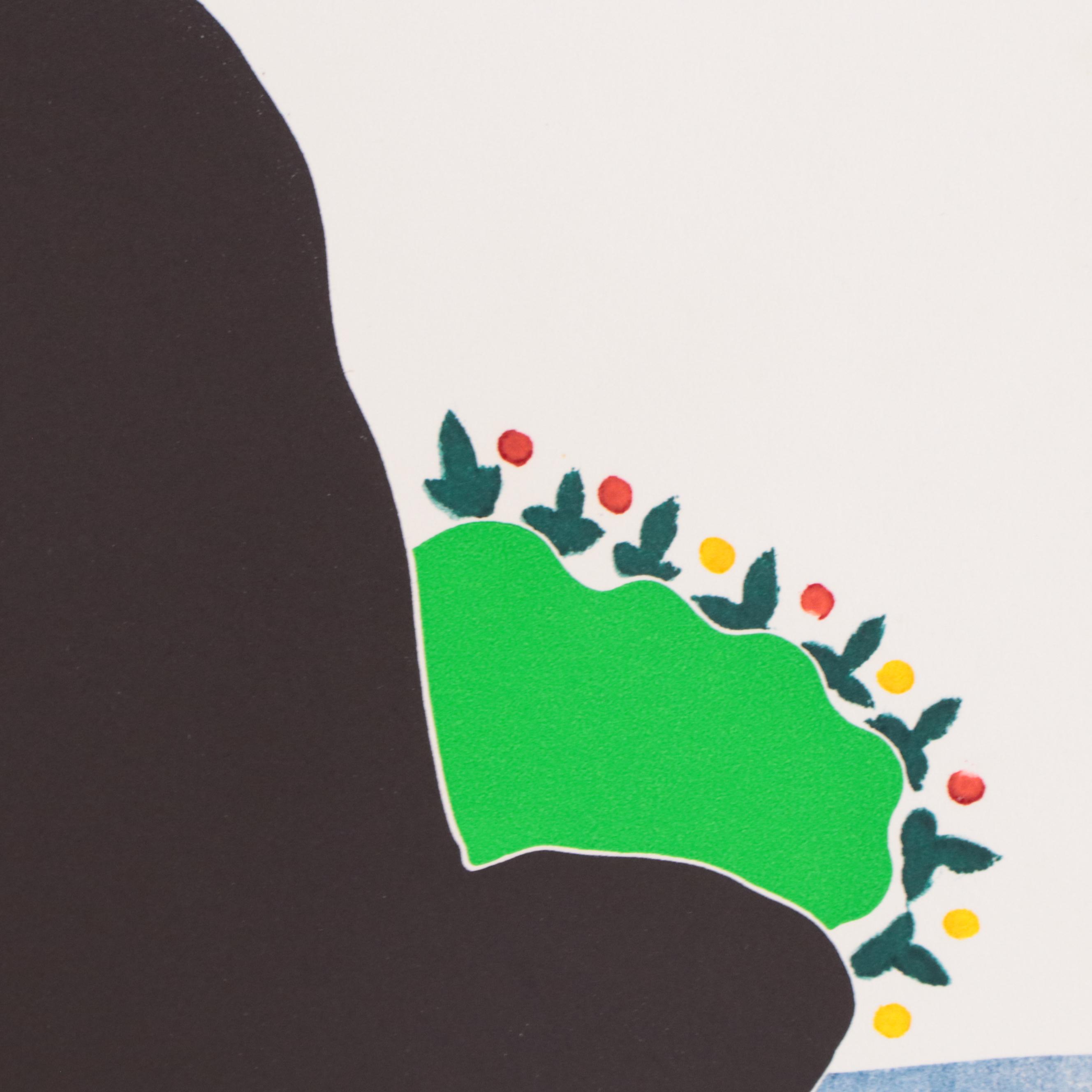 Thom De Jong Etching With Aquatint of Seated Figure "Loves Me...Loves Me Not..."