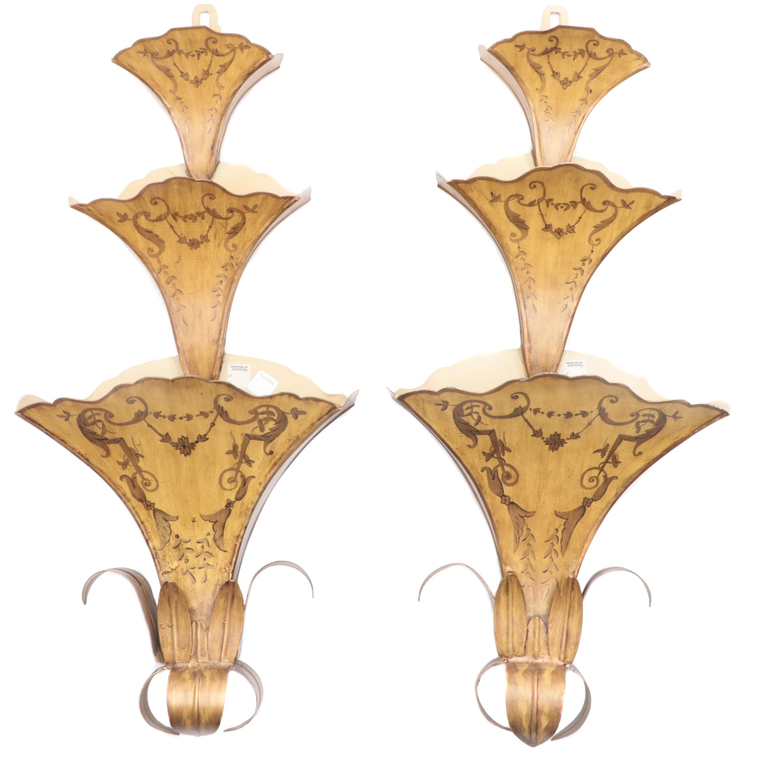 Rococo Style Toleware Wall Pockets