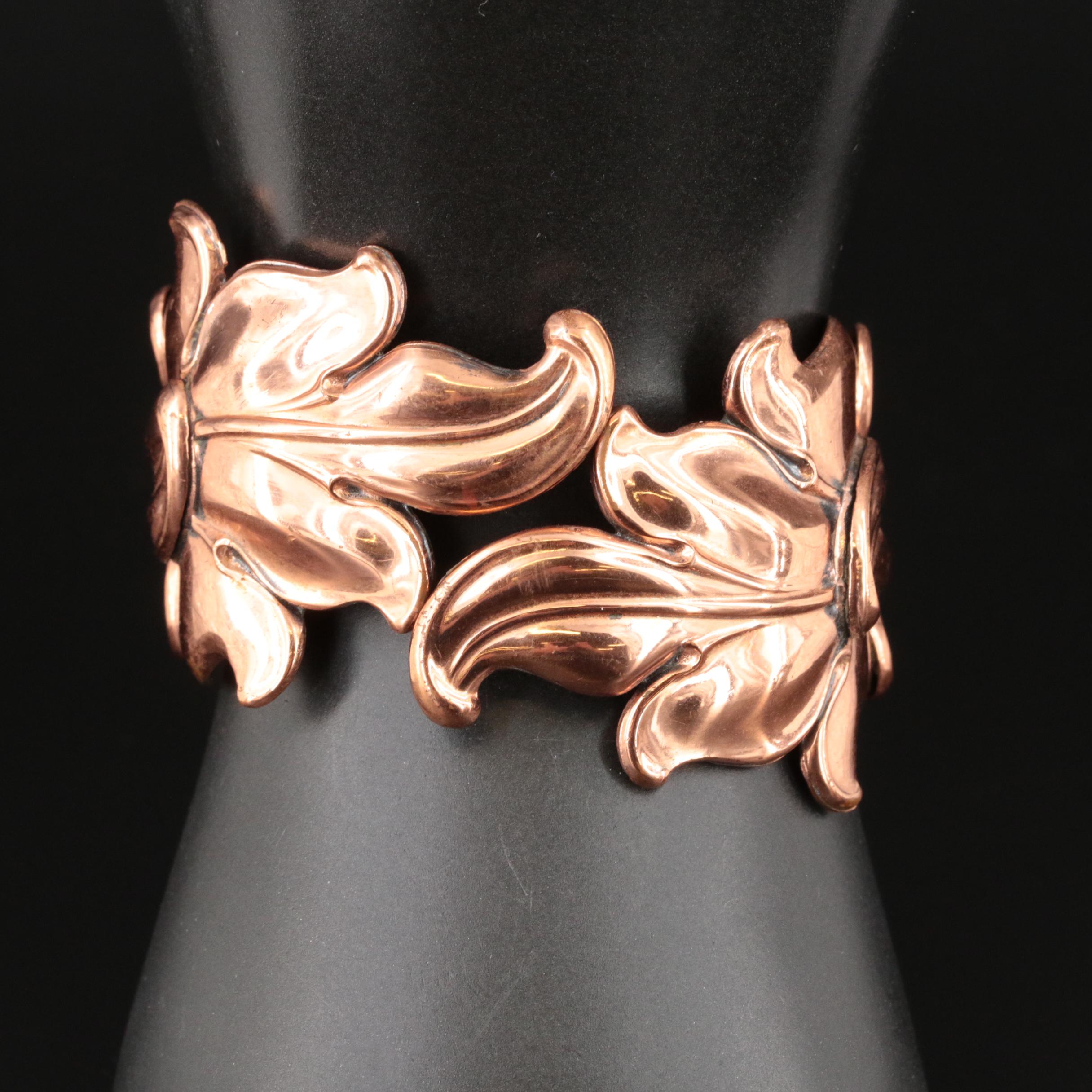 1950s Renoir Copper Foliate Clamper