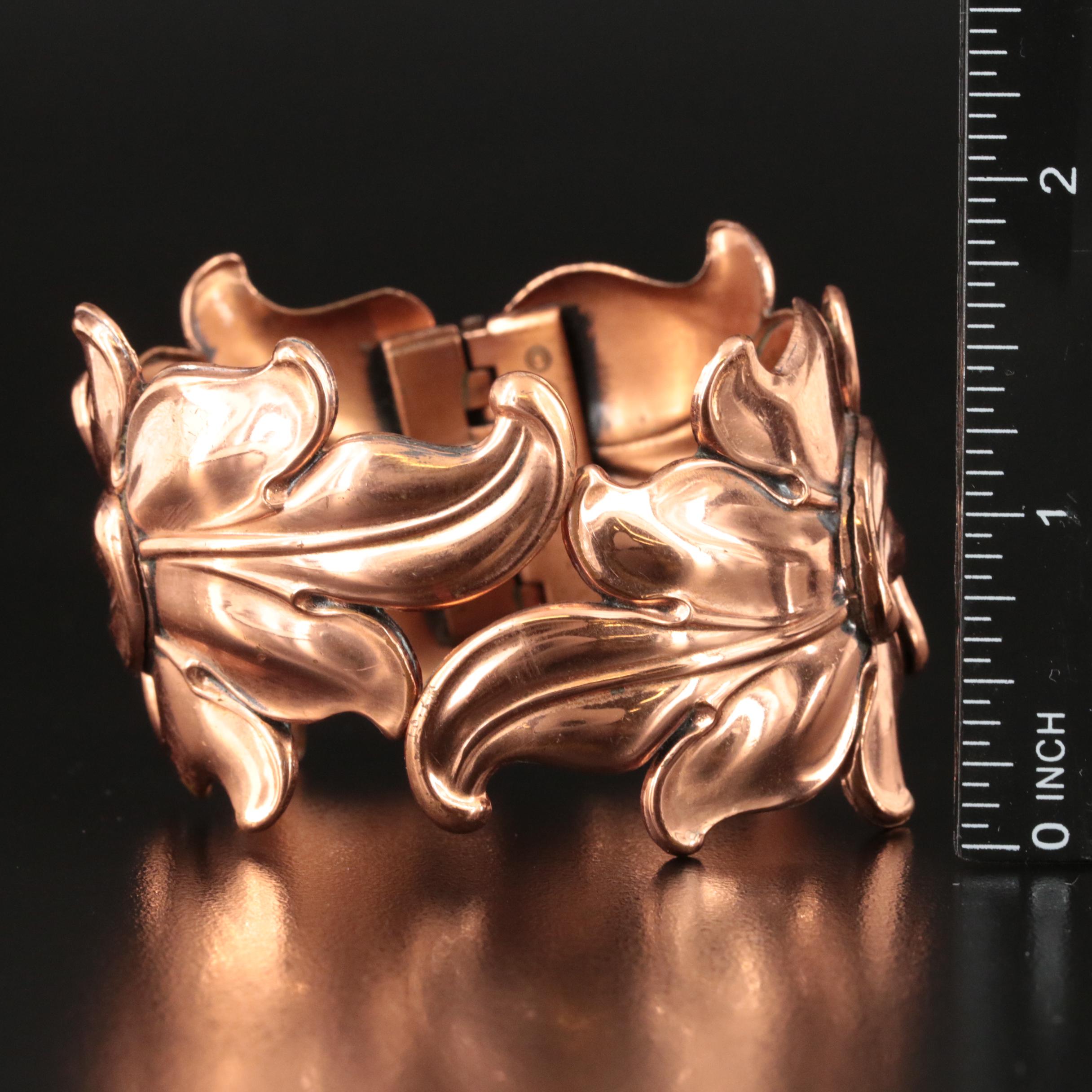1950s Renoir Copper Foliate Clamper