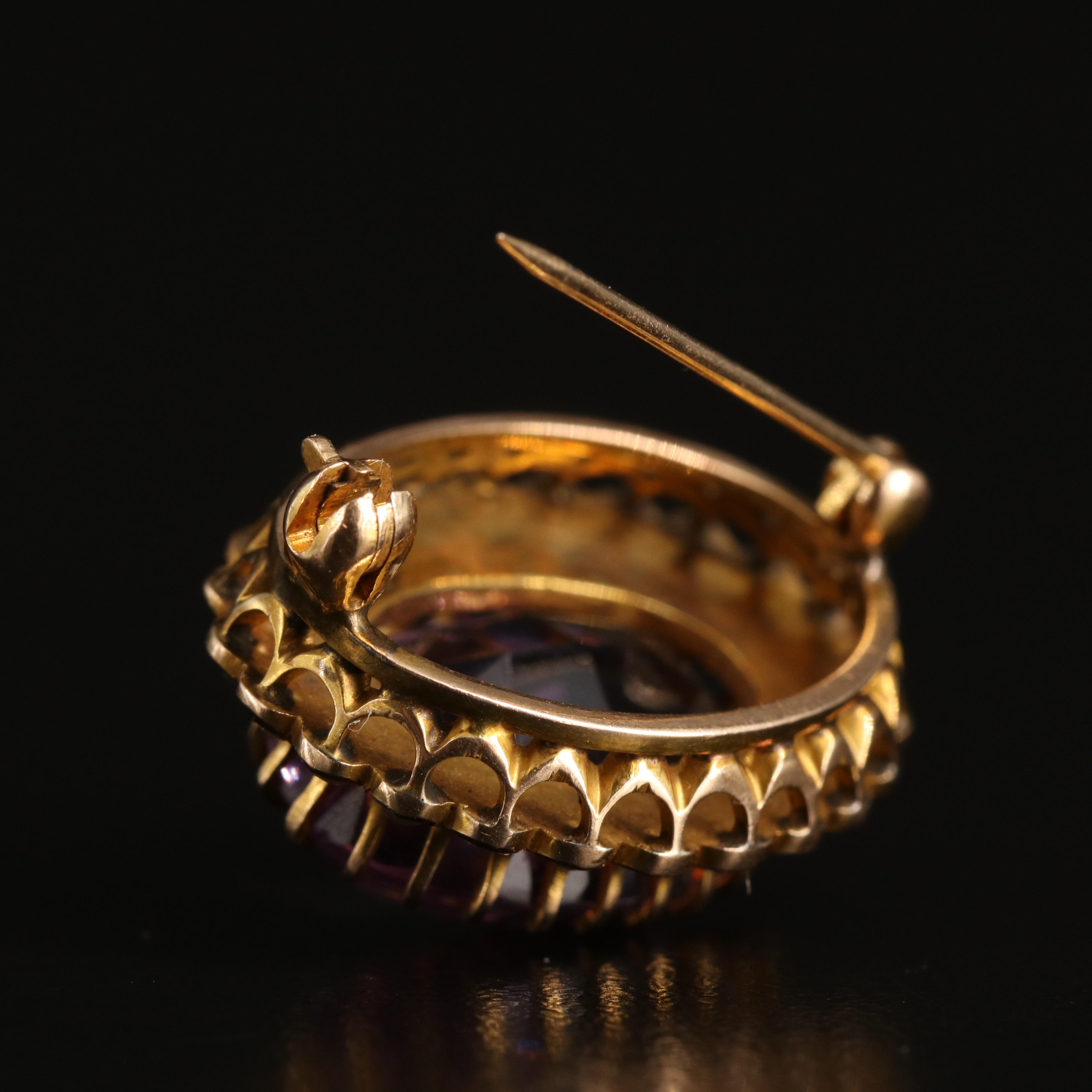 10K Amethyst and Seed Pearl Pin