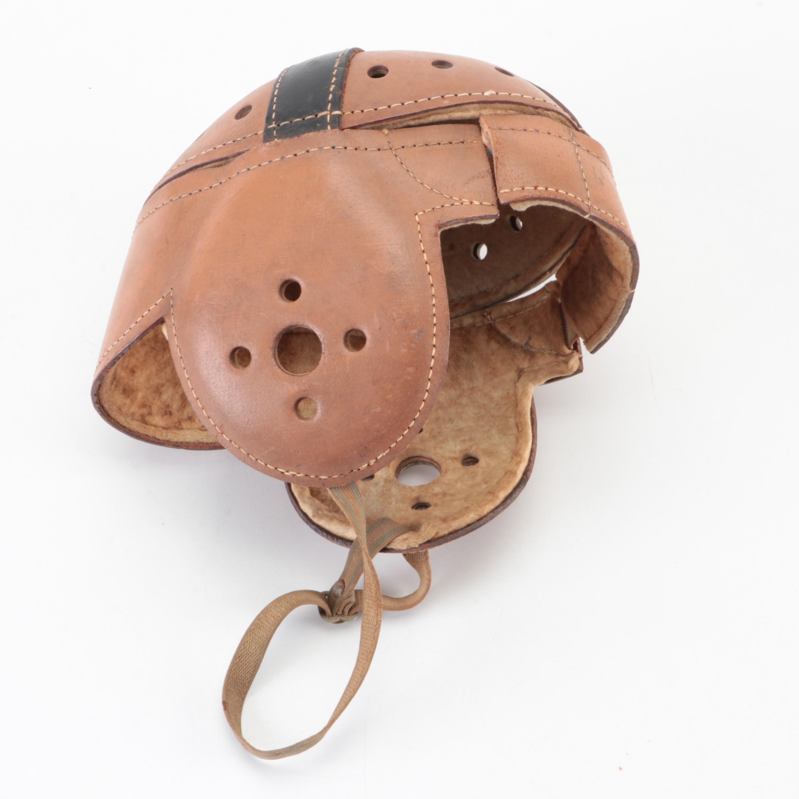 Hutch H-8 Size Medium Leather Football Helmet, Early to Mid-20th Century
