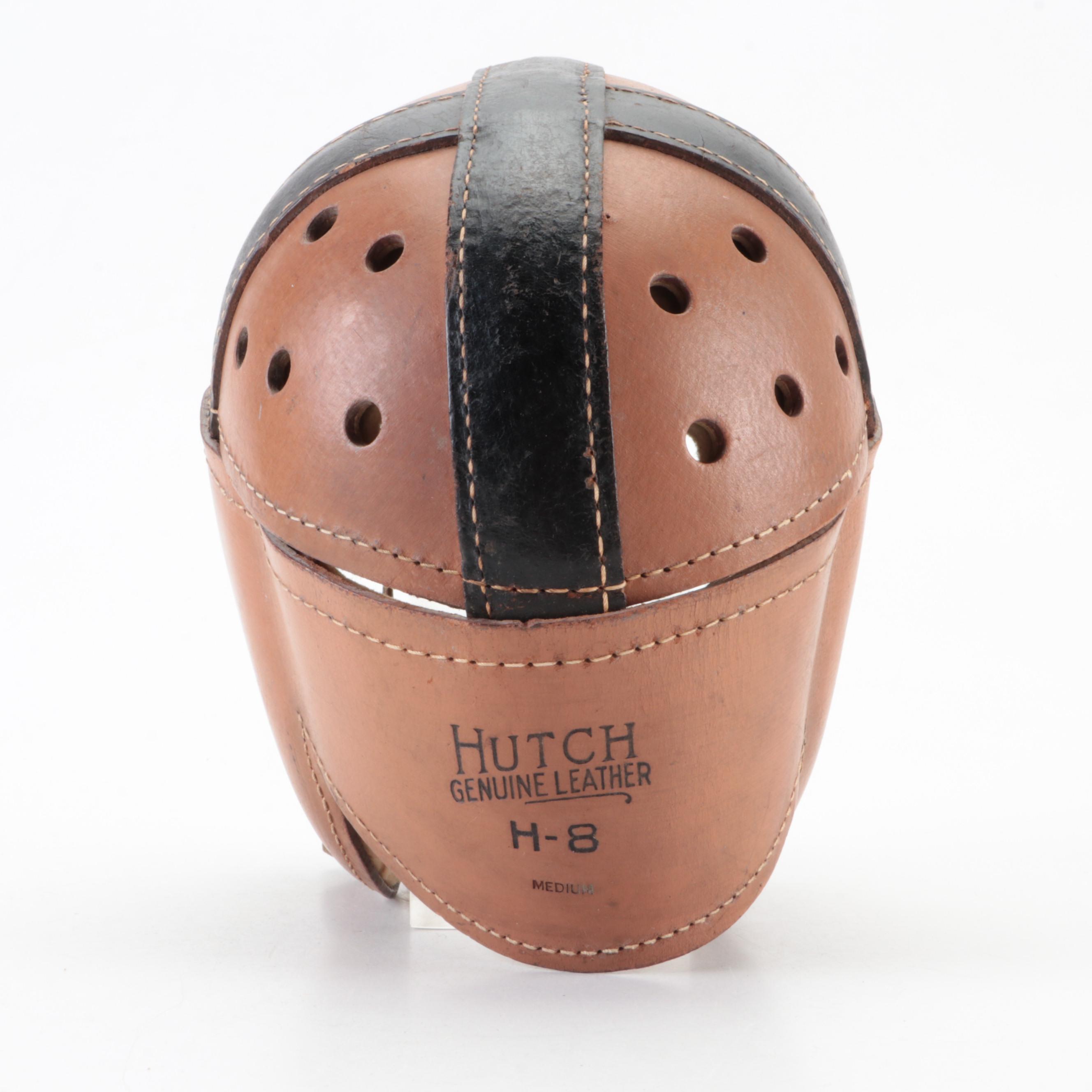 Hutch H-8 Size Medium Leather Football Helmet, Early to Mid-20th Century