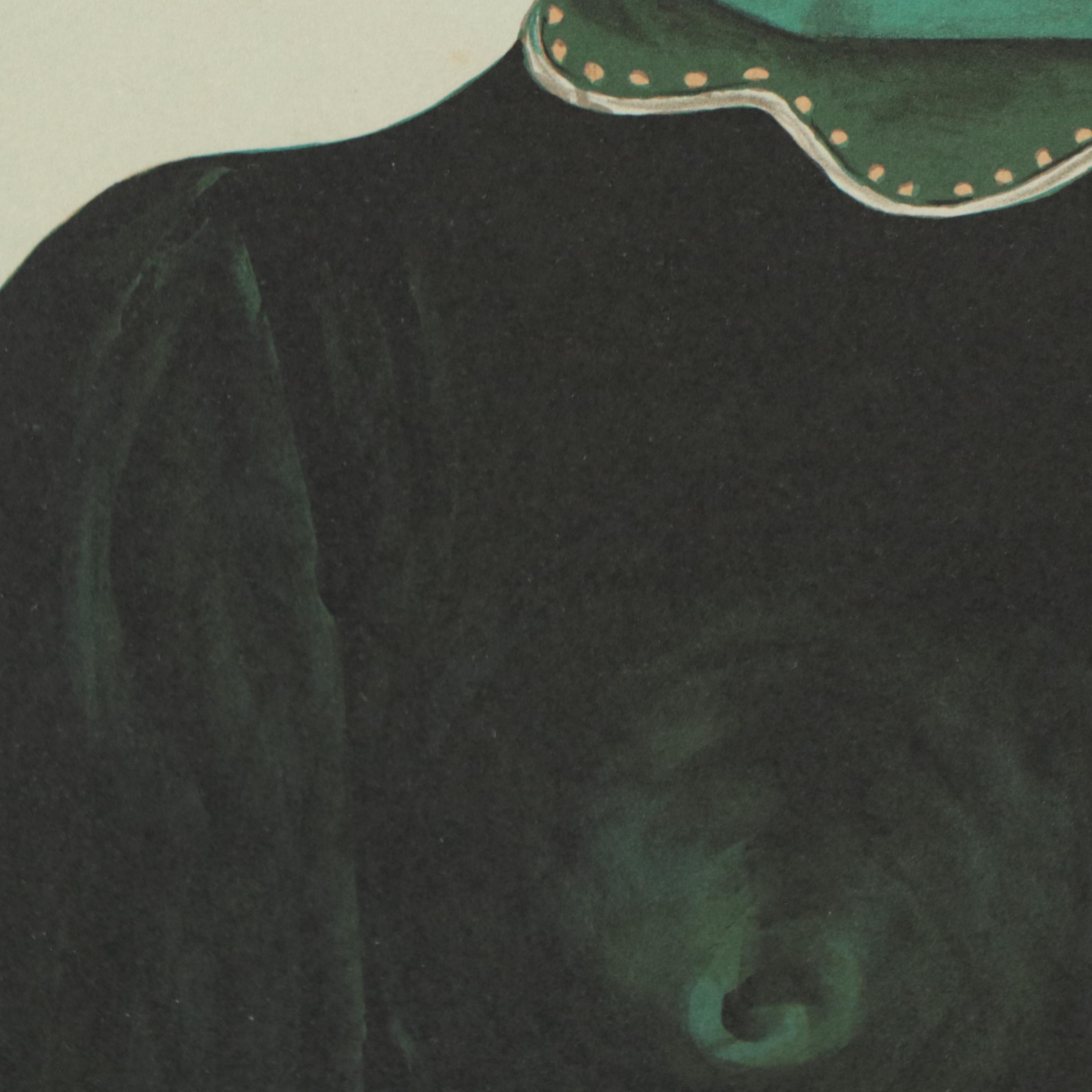 Benjamin Levy Color Lithograph of Figure and Bird