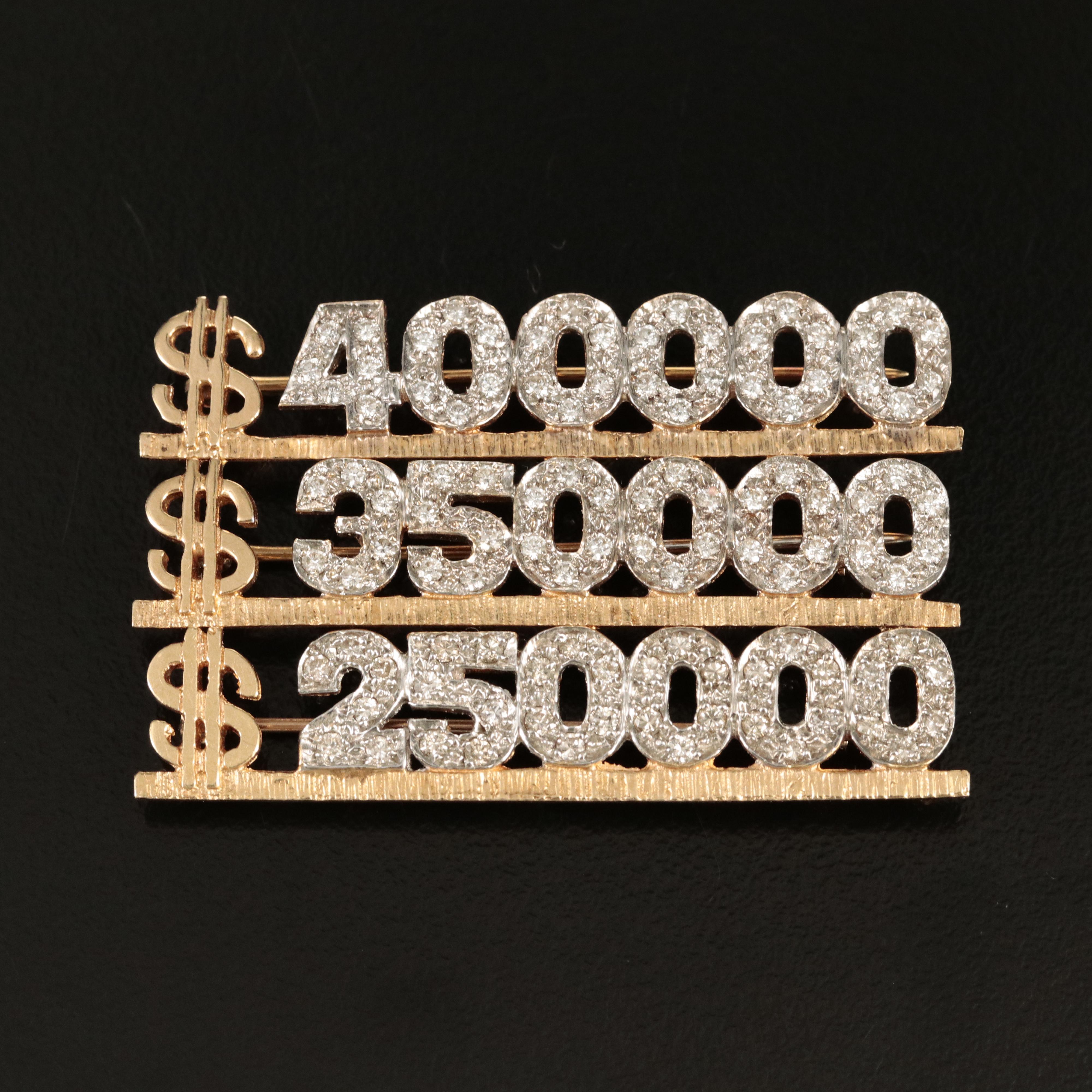 14K 1.08 CTW Diamond Commemorative Brooch