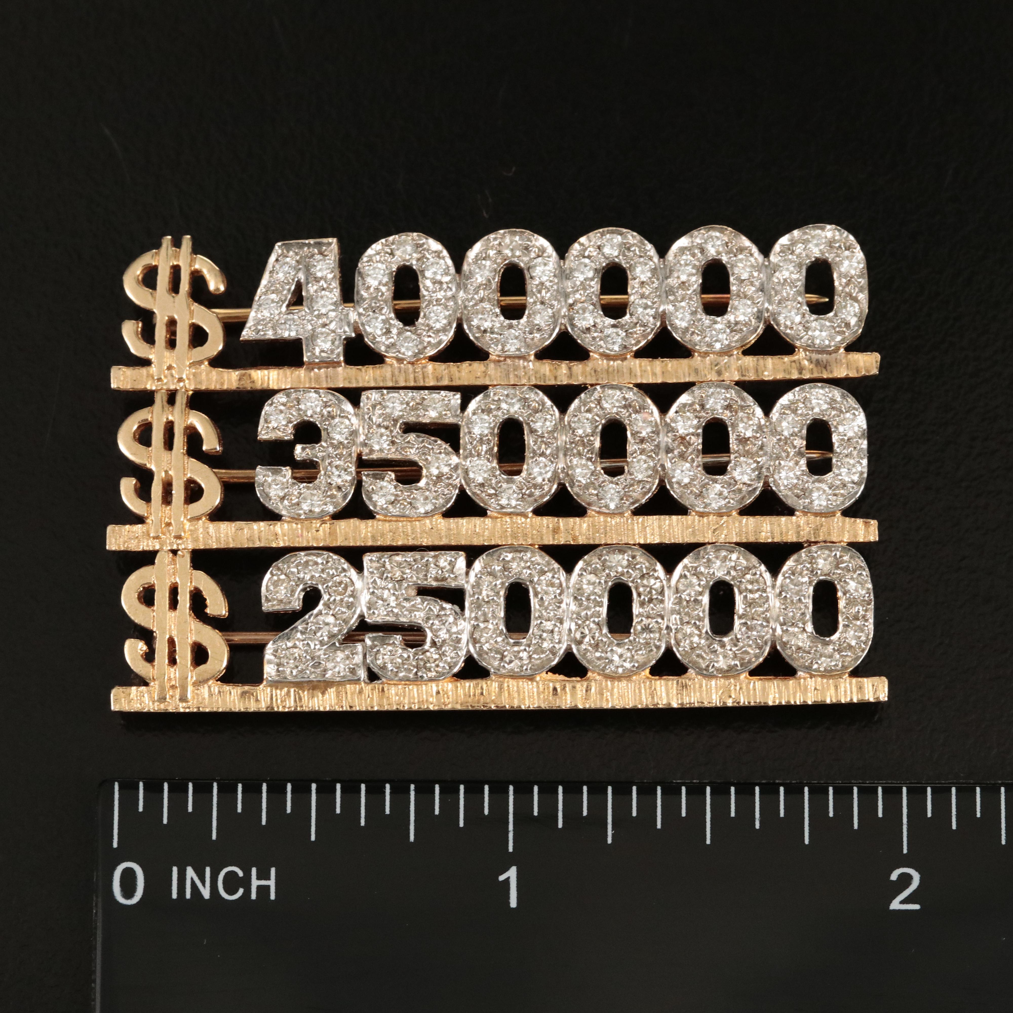 14K 1.08 CTW Diamond Commemorative Brooch