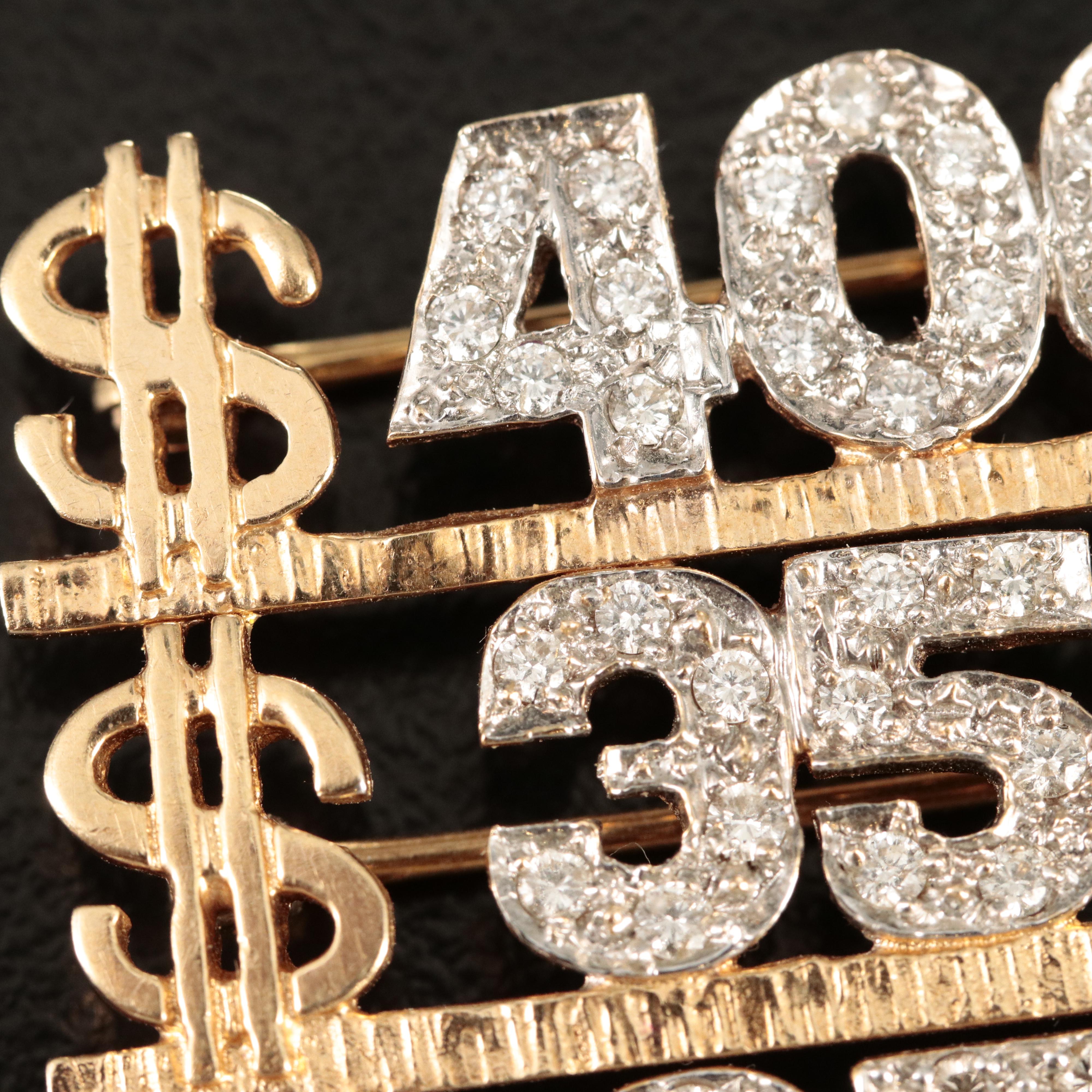 14K 1.08 CTW Diamond Commemorative Brooch