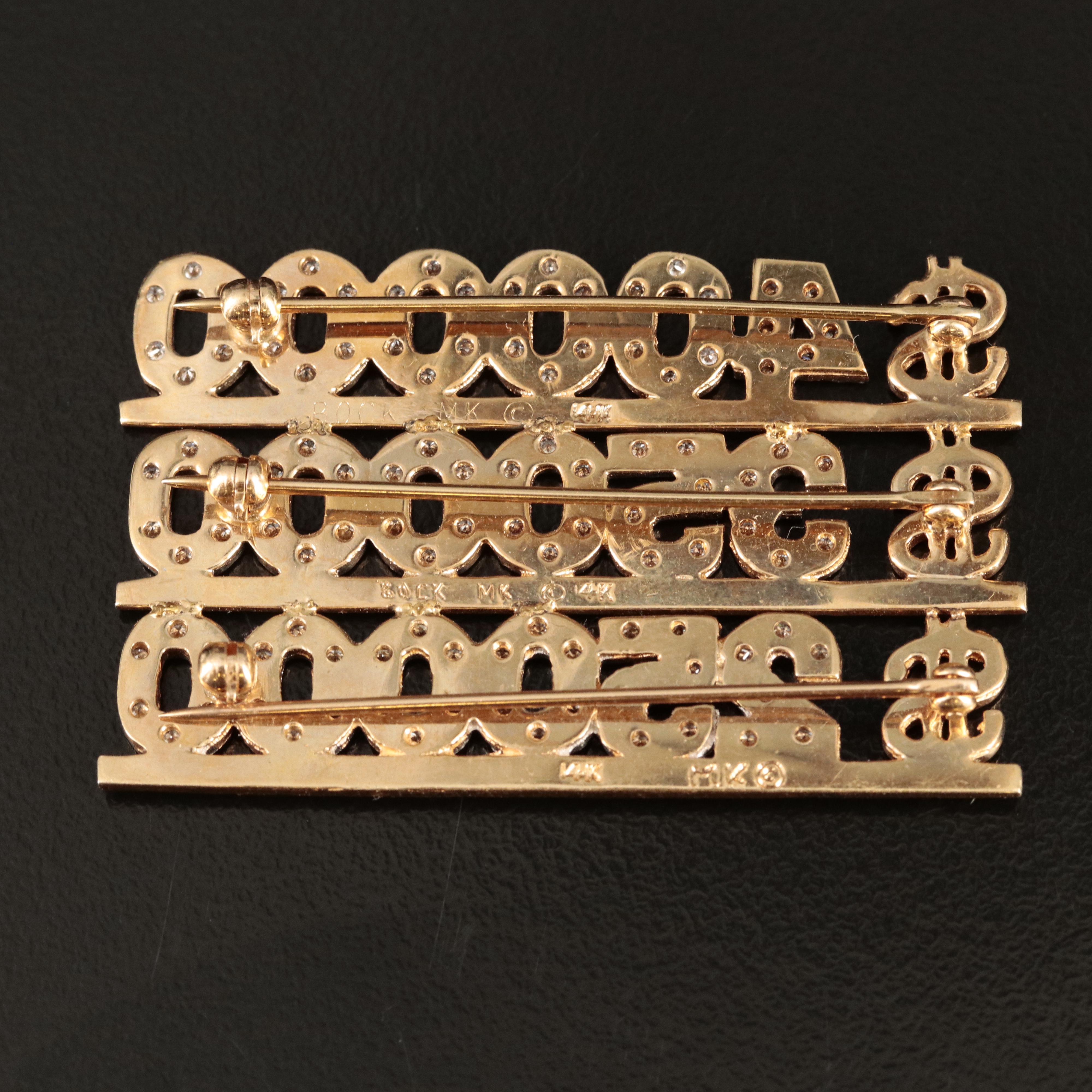 14K 1.08 CTW Diamond Commemorative Brooch