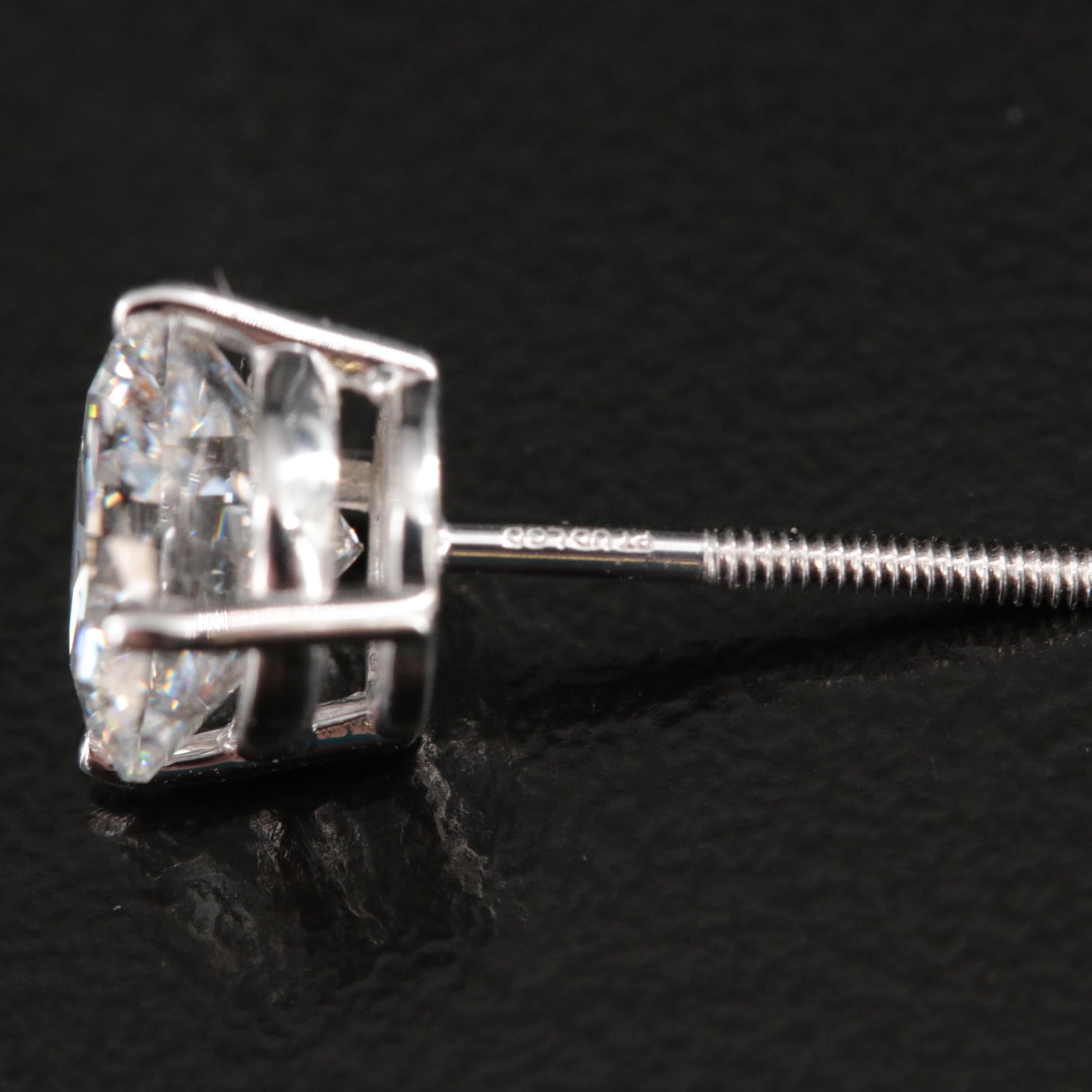 Platinum 3.03 CTW Lab Grown Stud Earrings