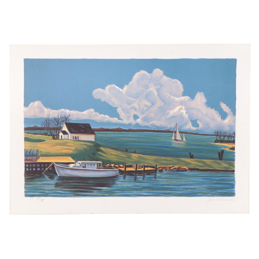 Jack Van Deckter Coastal Landscape Lithograph