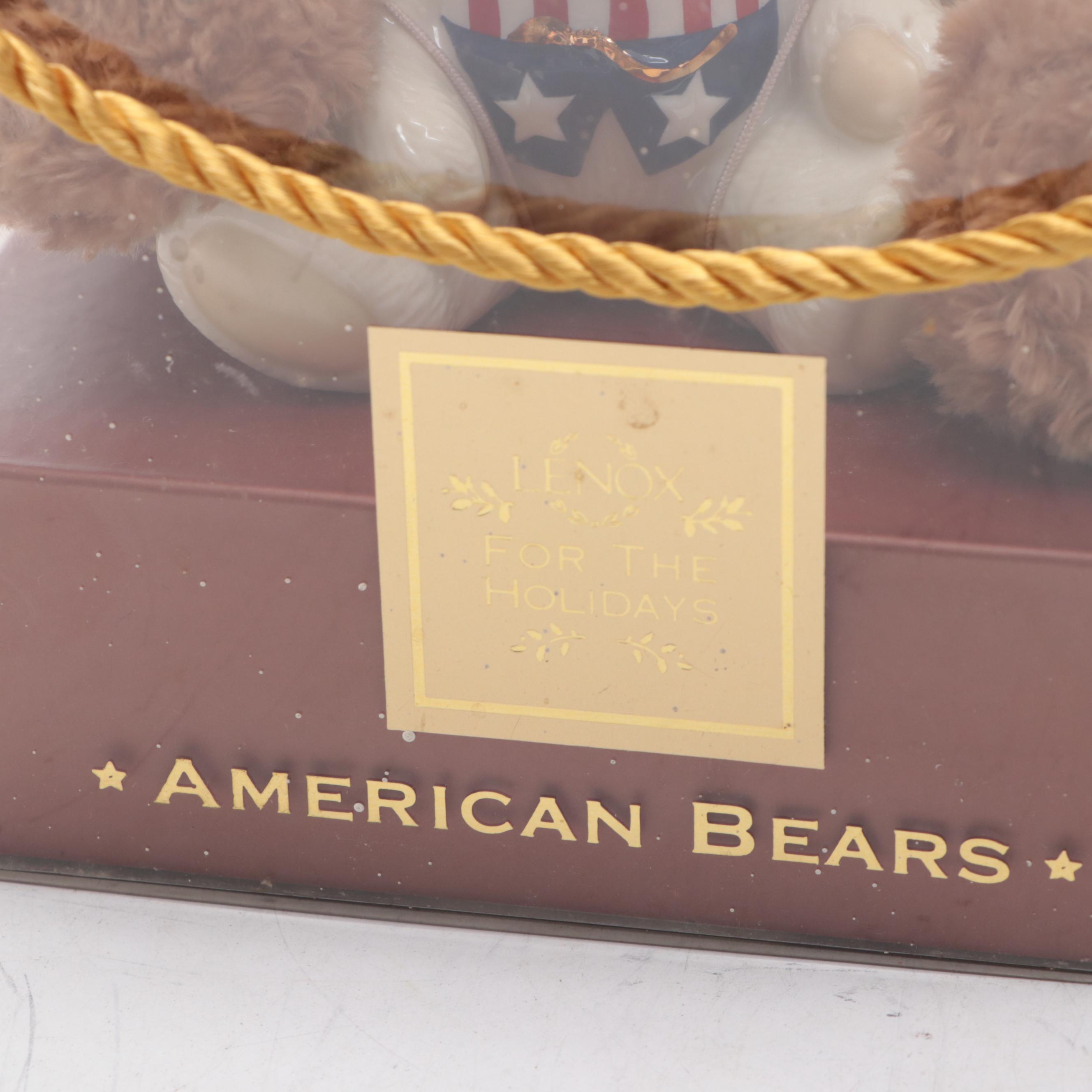 Lenox "American Bear" Bone China Teddy Ornament and Plush Bear