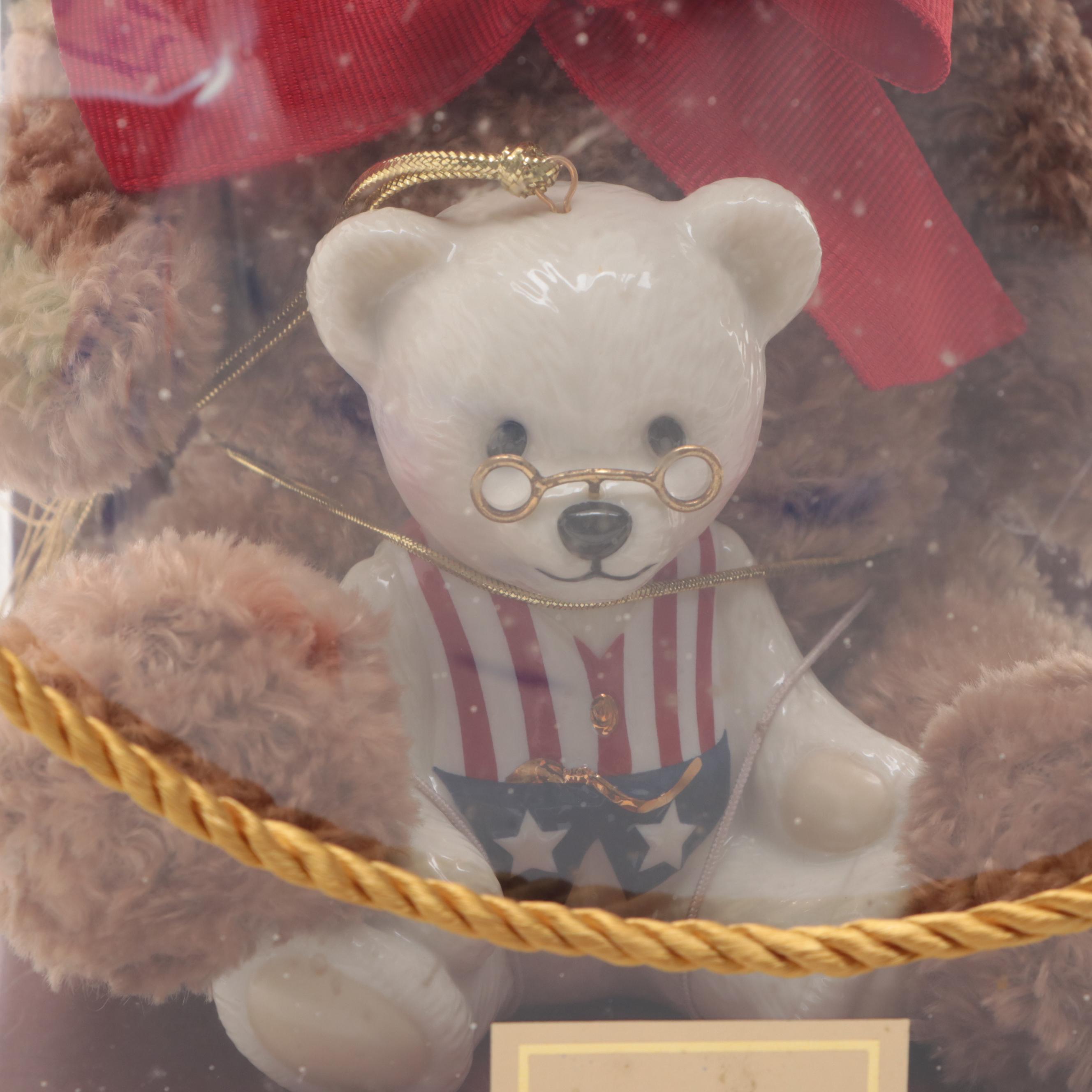 Lenox "American Bear" Bone China Teddy Ornament and Plush Bear