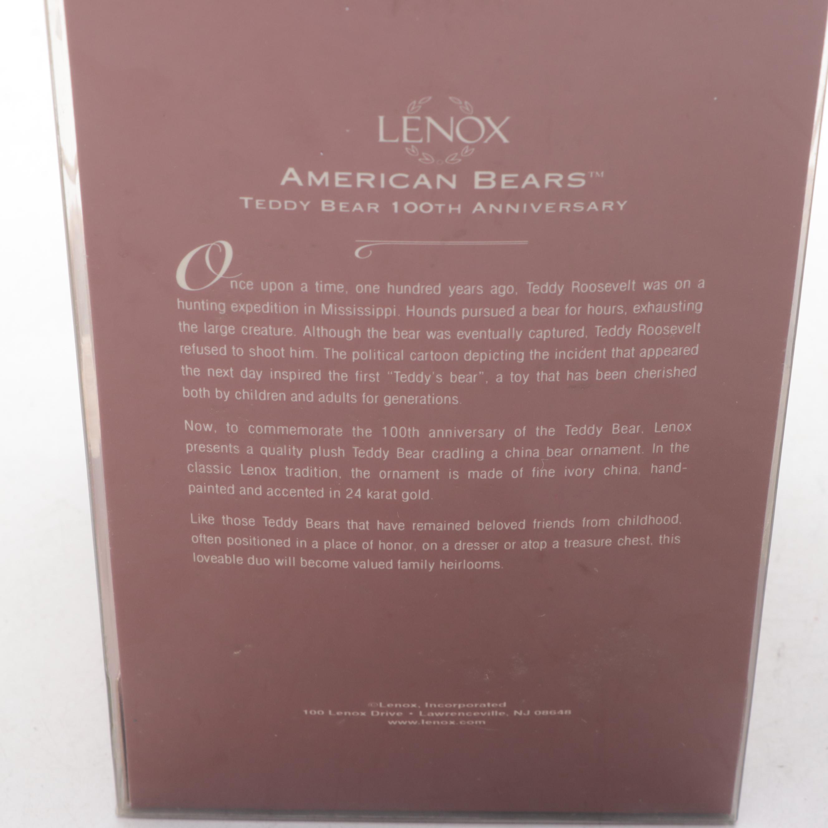 Lenox "American Bear" Bone China Teddy Ornament and Plush Bear