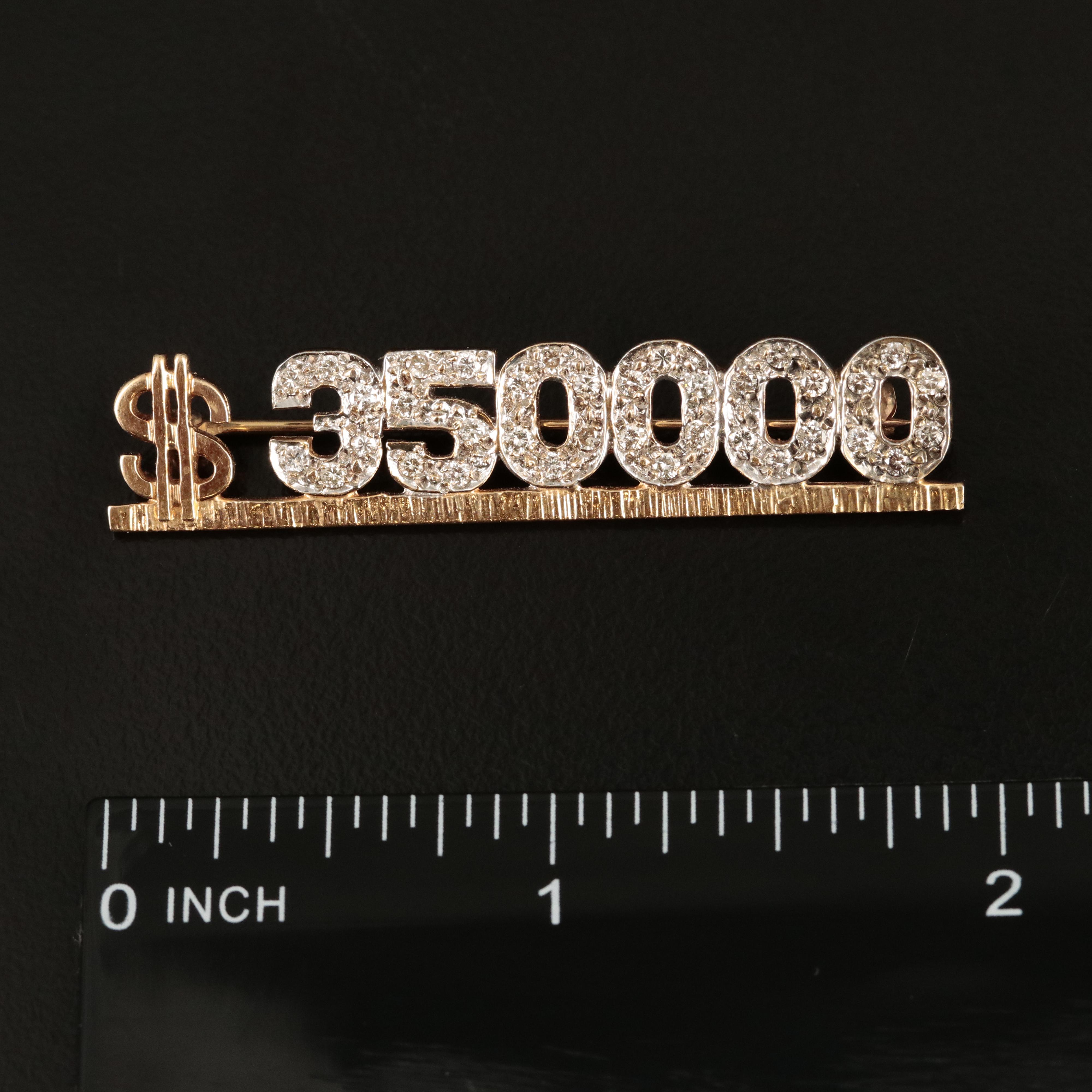 14K 0.63 CTW Diamond "$350,000" Commemorative Brooch