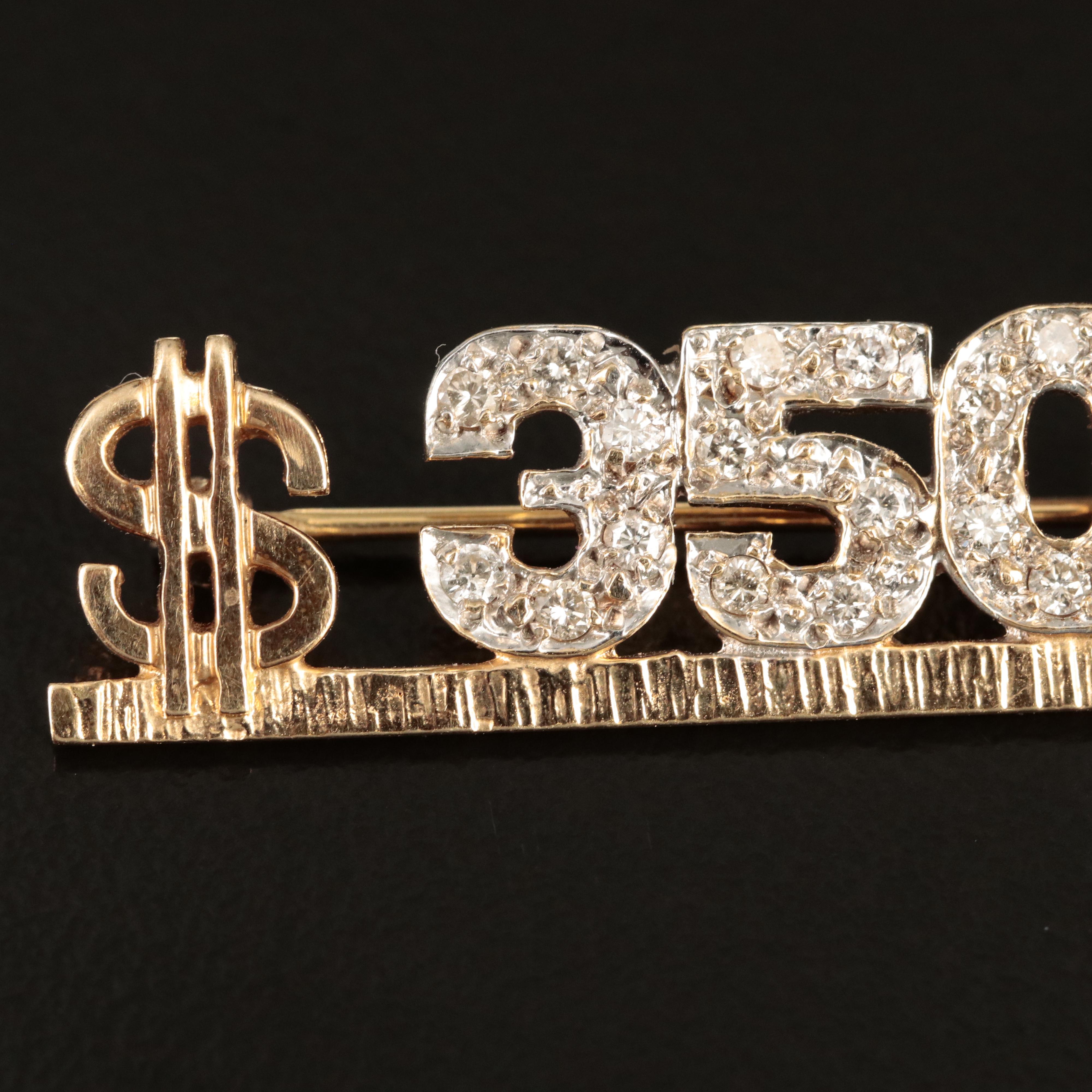 14K 0.63 CTW Diamond "$350,000" Commemorative Brooch