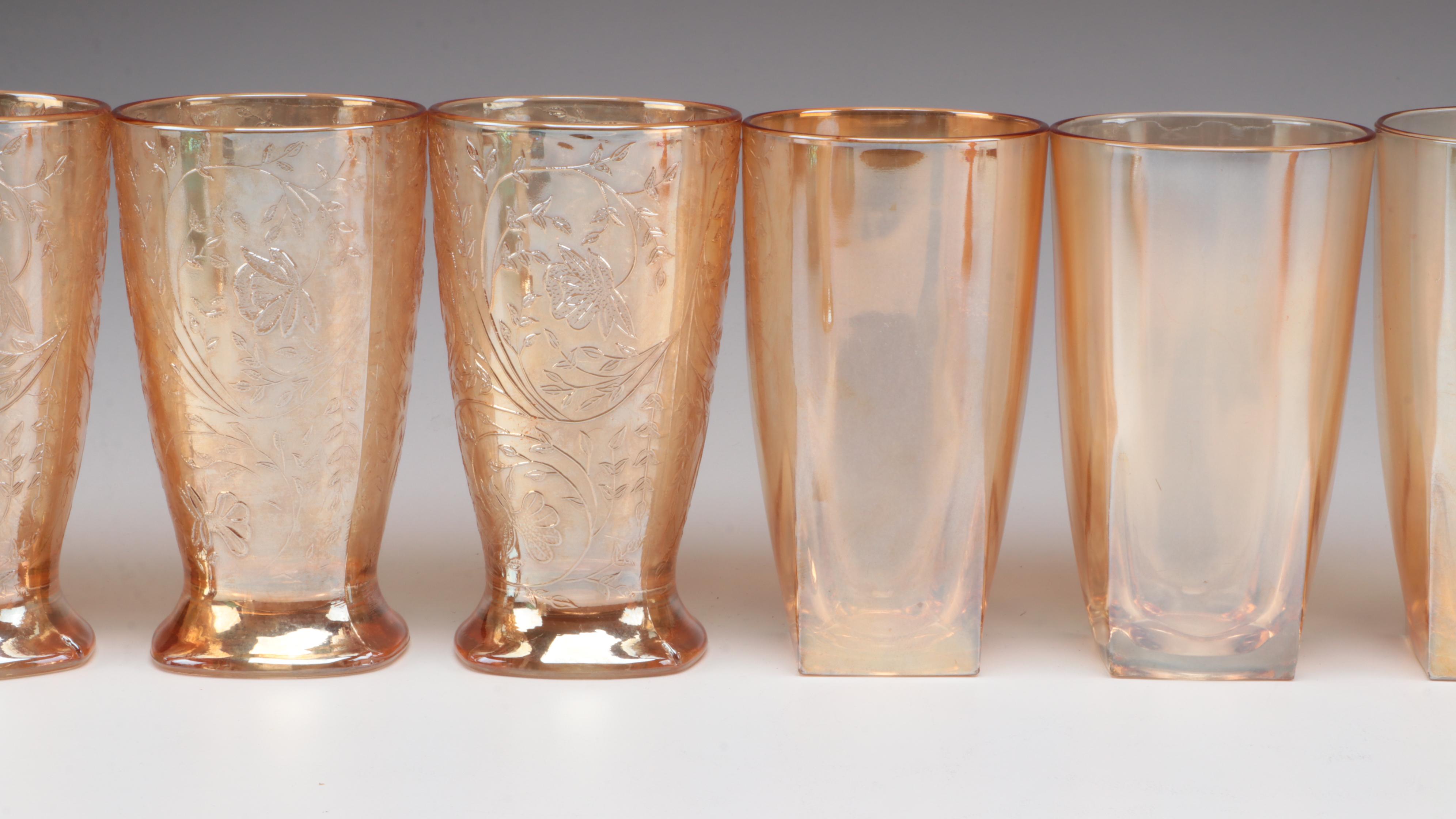 Colony "Whitehall Green" Candy Dish with Other Carnival Glass Table Accessories