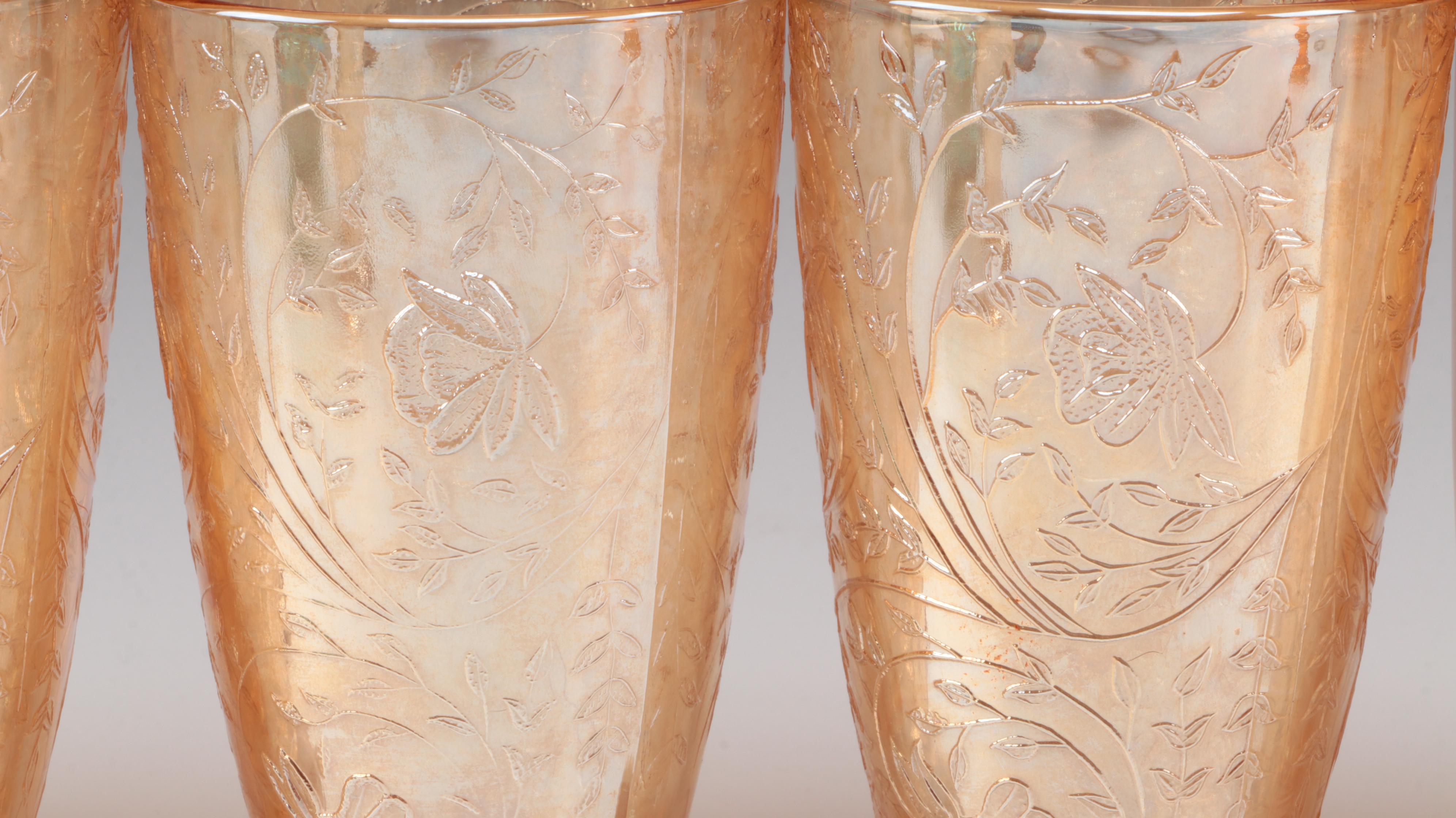 Colony "Whitehall Green" Candy Dish with Other Carnival Glass Table Accessories