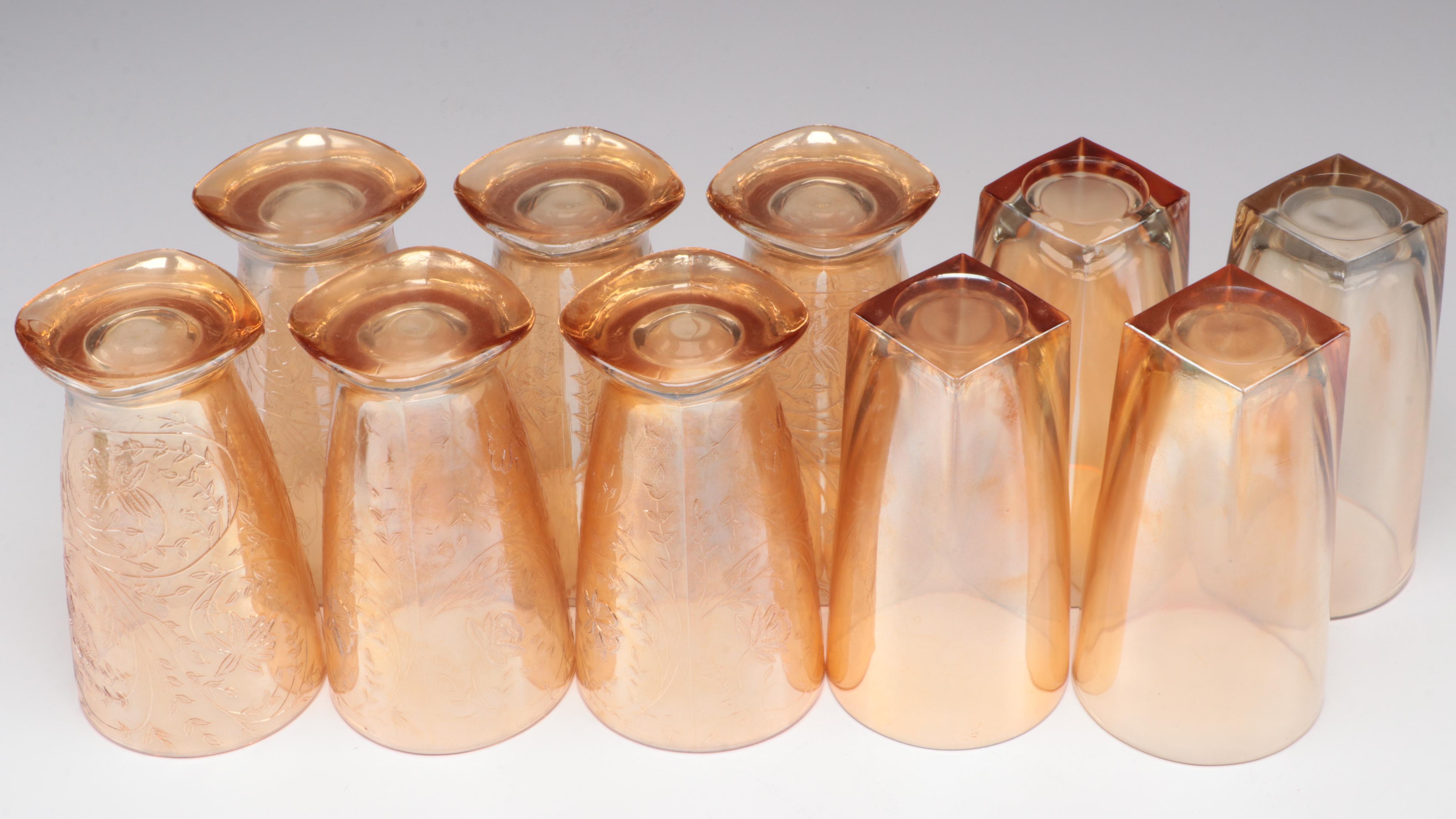 Colony "Whitehall Green" Candy Dish with Other Carnival Glass Table Accessories