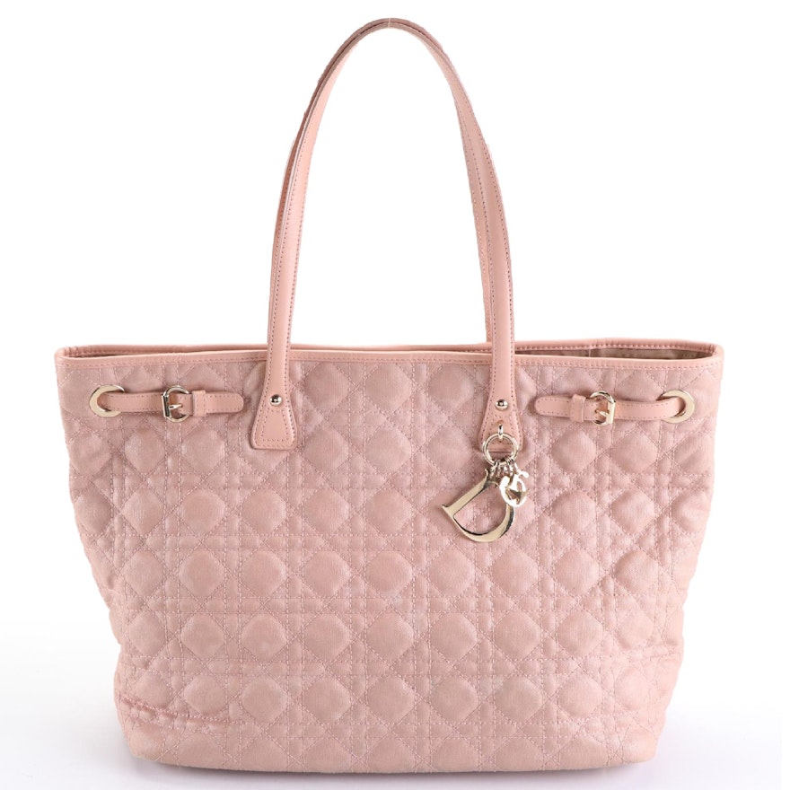 Christian Dior Lady Dior Tote in Coated Canvas and Leather