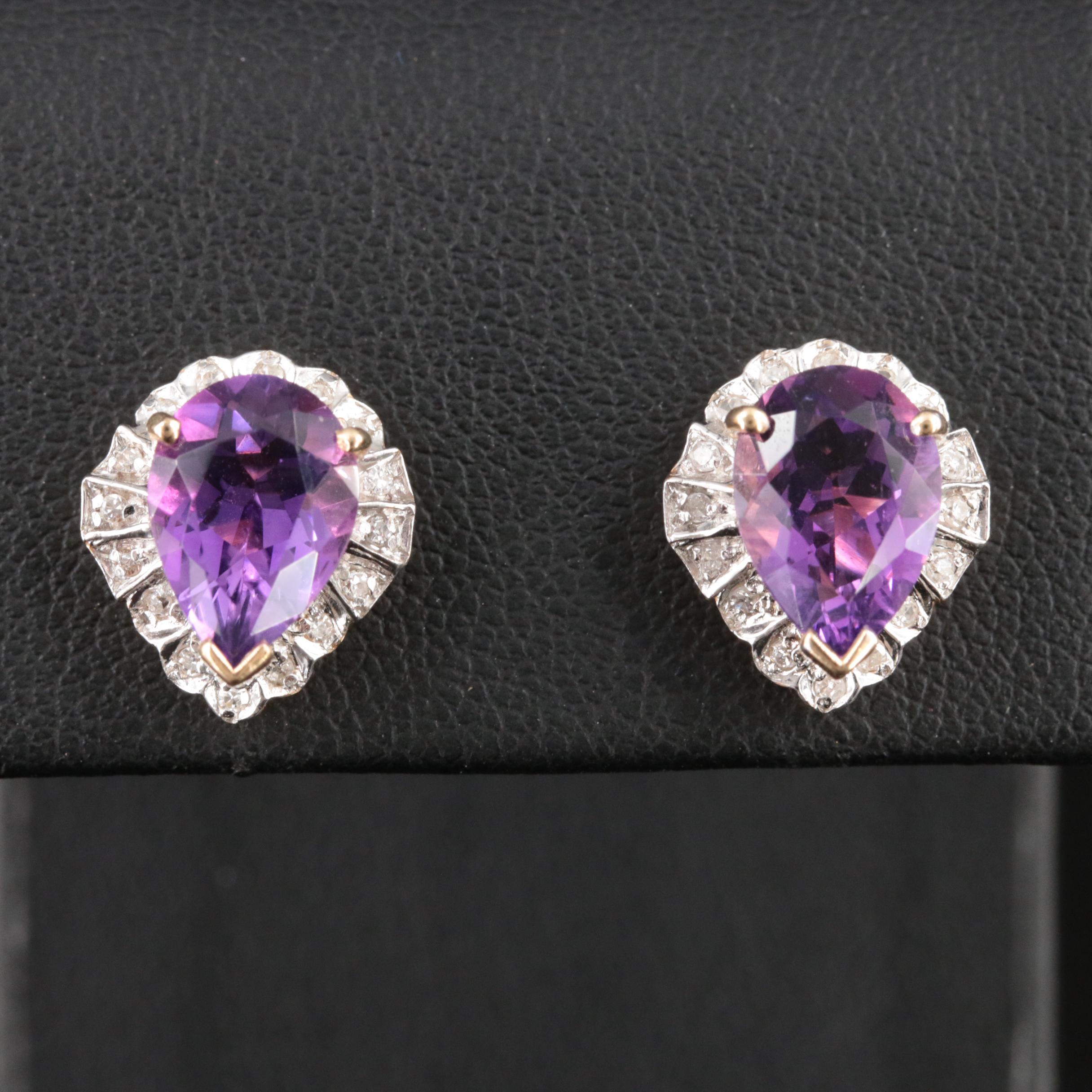 14K Amethyst and 0.16 CTW Diamond Earrings