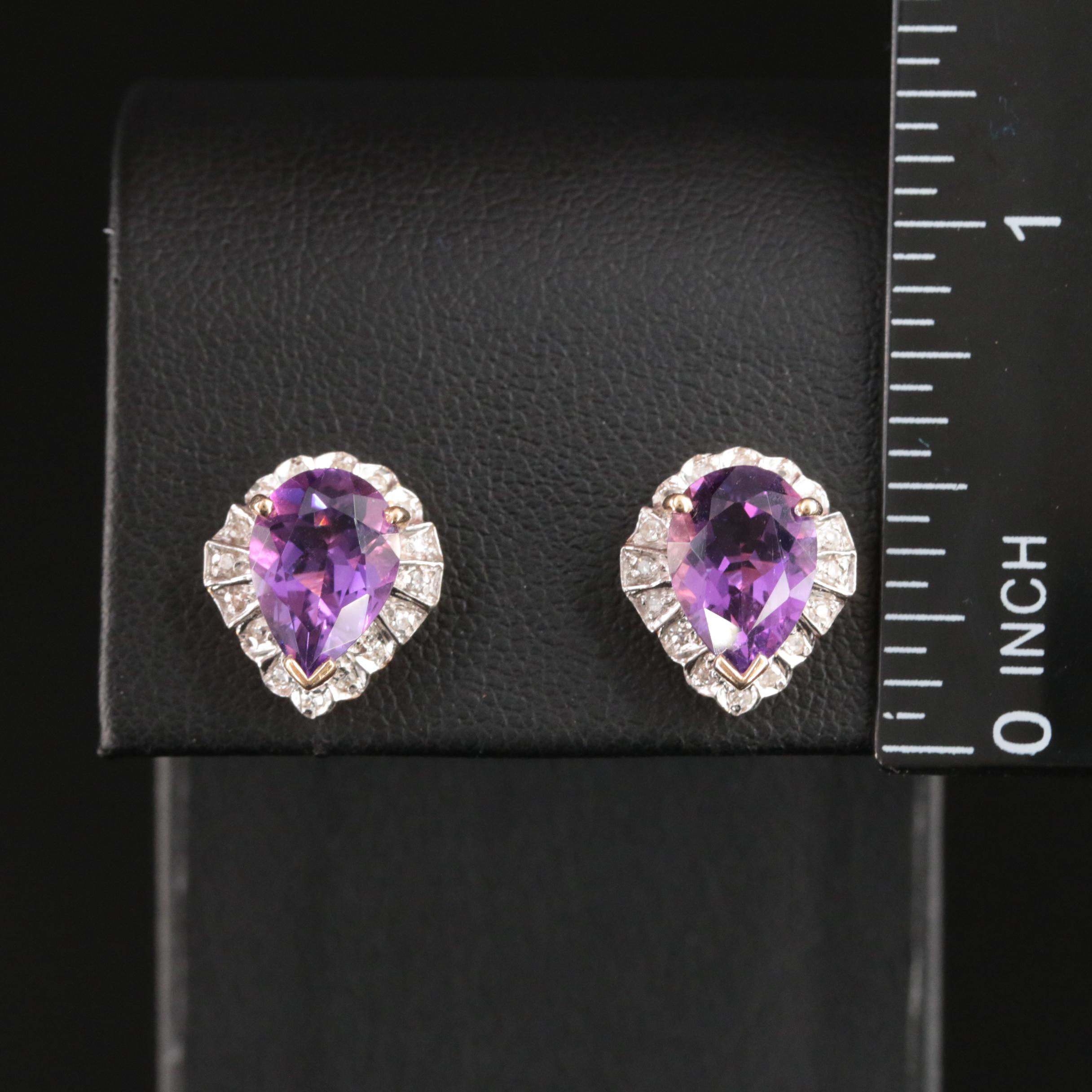 14K Amethyst and 0.16 CTW Diamond Earrings