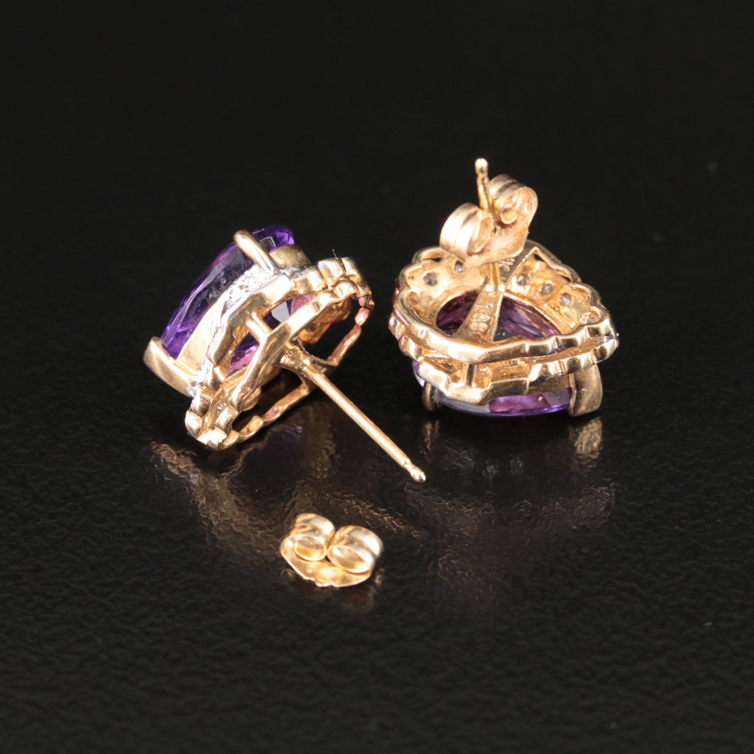 14K Amethyst and 0.16 CTW Diamond Earrings